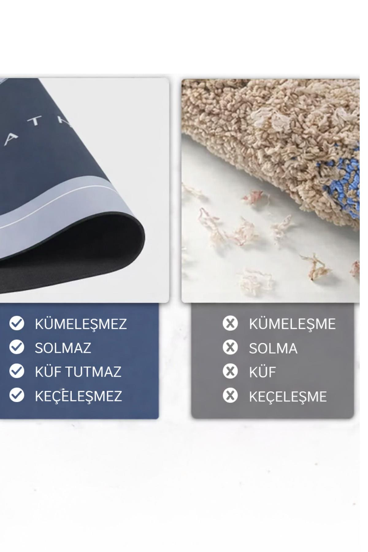 Dikdörtgen Sihirli Su Emici Kaydırmaz Banyo Paspası Ayak Matı Kaymaz Tabanlı Abdest Paspası 58x38 Cm