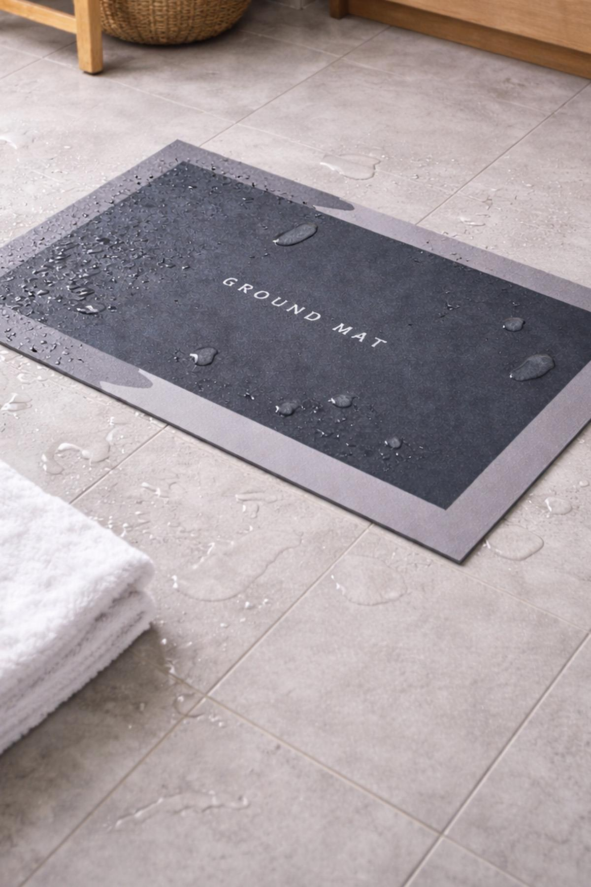 Dikdörtgen Sihirli Su Emici Kaydırmaz Banyo Paspası Ayak Matı Kaymaz Tabanlı Abdest Paspası 58x38 Cm