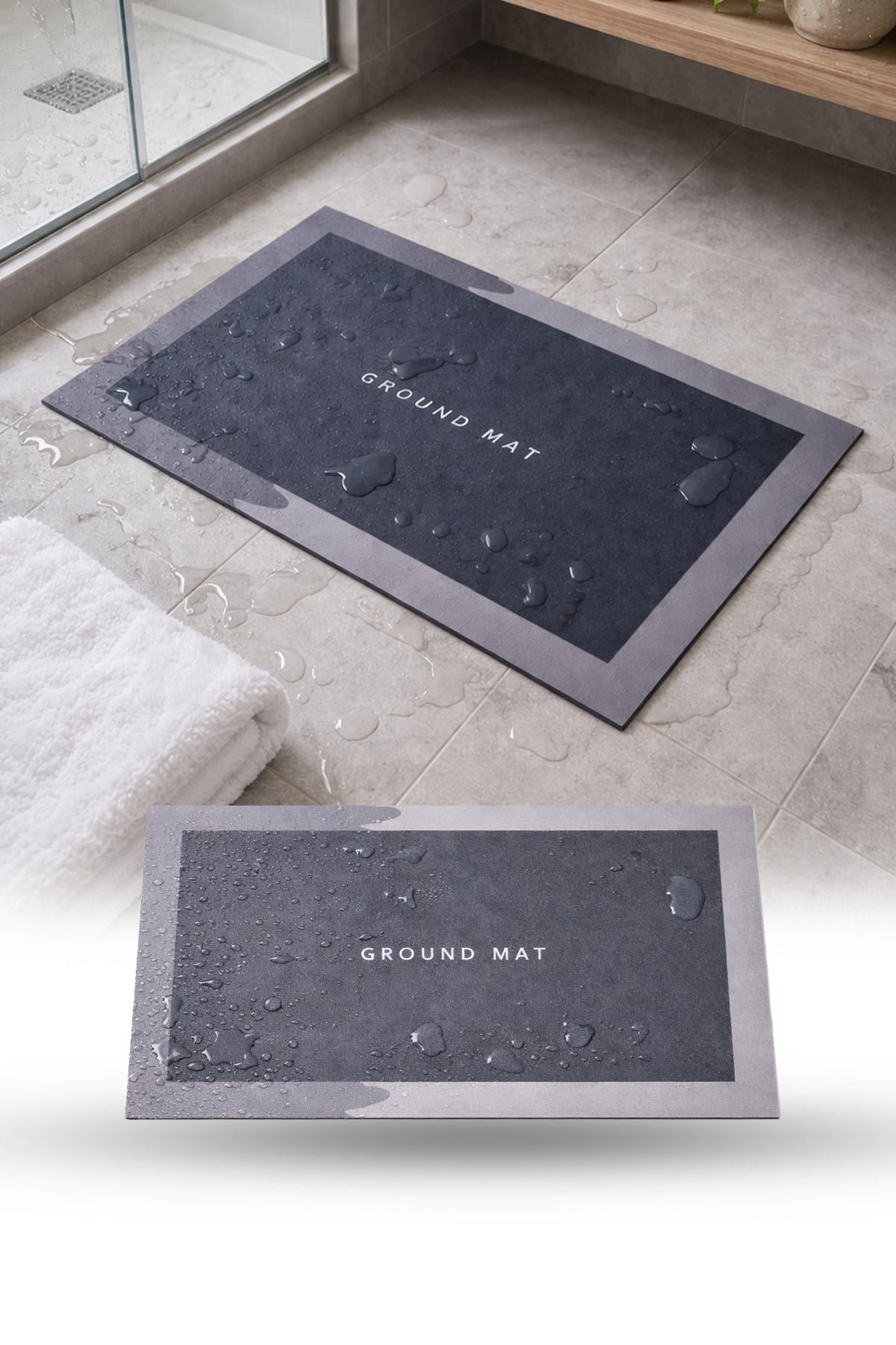 Dikdörtgen Sihirli Su Emici Kaydırmaz Banyo Paspası Ayak Matı Kaymaz Tabanlı Abdest Paspası 58x38 Cm