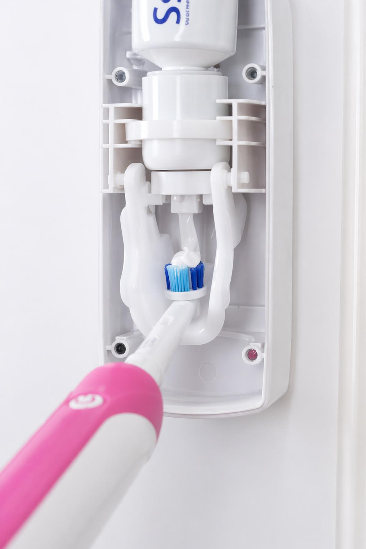 Diş Fırçalık ve Macun Dispenser Yapışkanlı Duvar Tipi Organizer Banyo Düzenleyici Set