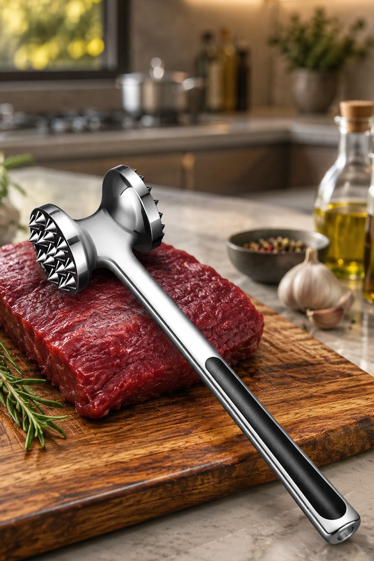 Döküm Et Dövücü Çift Taraflı Dayanıklı Alüminyum Gövde Et Yumuşatma Tokmağı Ergonomik Saplı Pratik ve Sağlam Et Tokmağı Mutfakta Et Hazırlığı İçin İdeal Mutfak Aleti