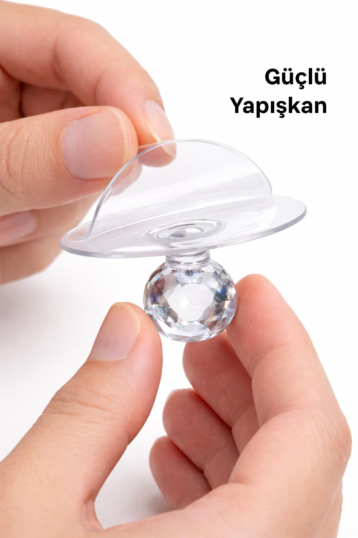 Dolap Çekmece Tutacağı Pratik Yapışkanlı Kristal Mobilya Topuzu Komidin Çekmece Kulpu 4 Adet