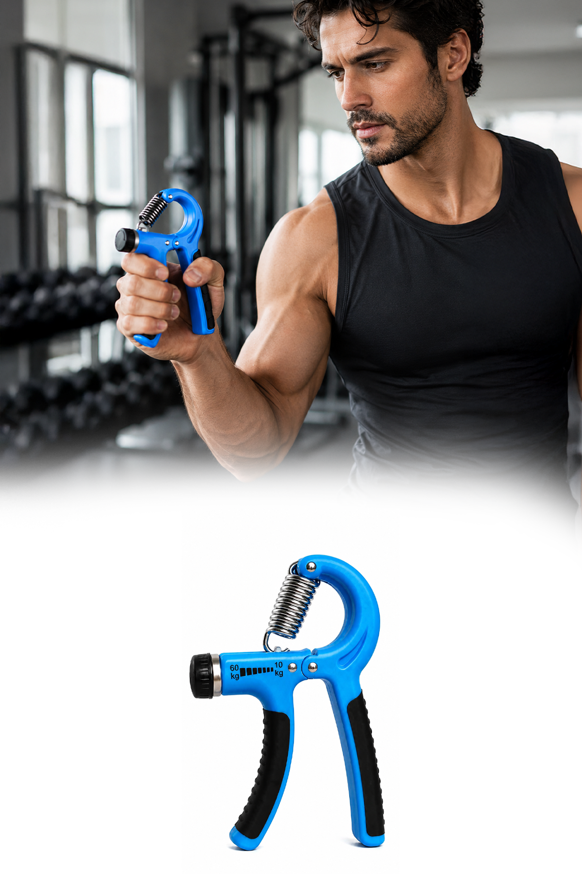 El Bilek Güçlendirici 5-60 Kg Ayarlı Sayaçlı Egzersiz Yayı Fitness Grip Güç Arttırıcı