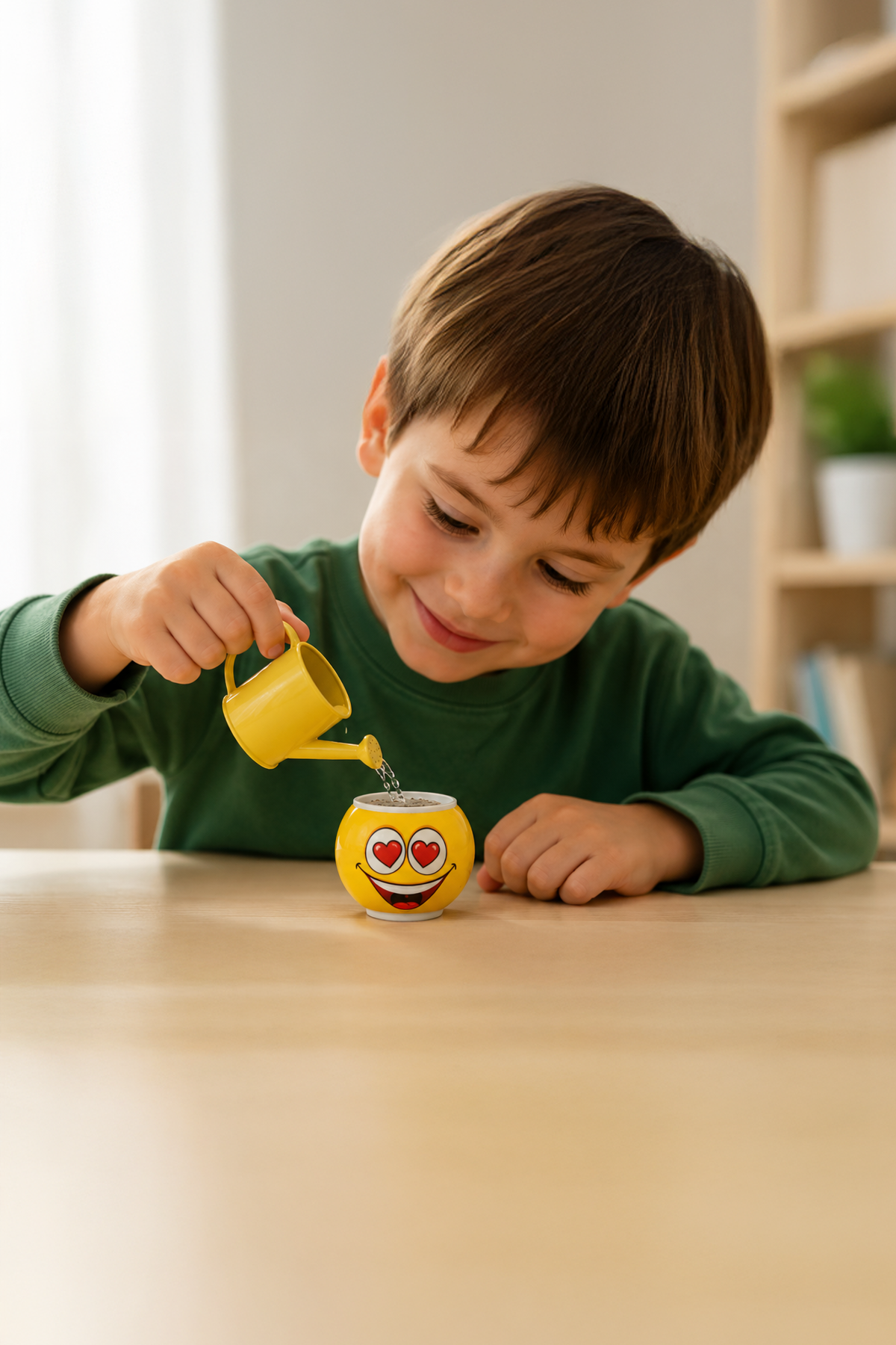 Emoji Figürlü Çim Adam Oyuncak Toprak Tohumlu Dekoratif Saksı Çocuk Eğitici Bitki 6 cm
