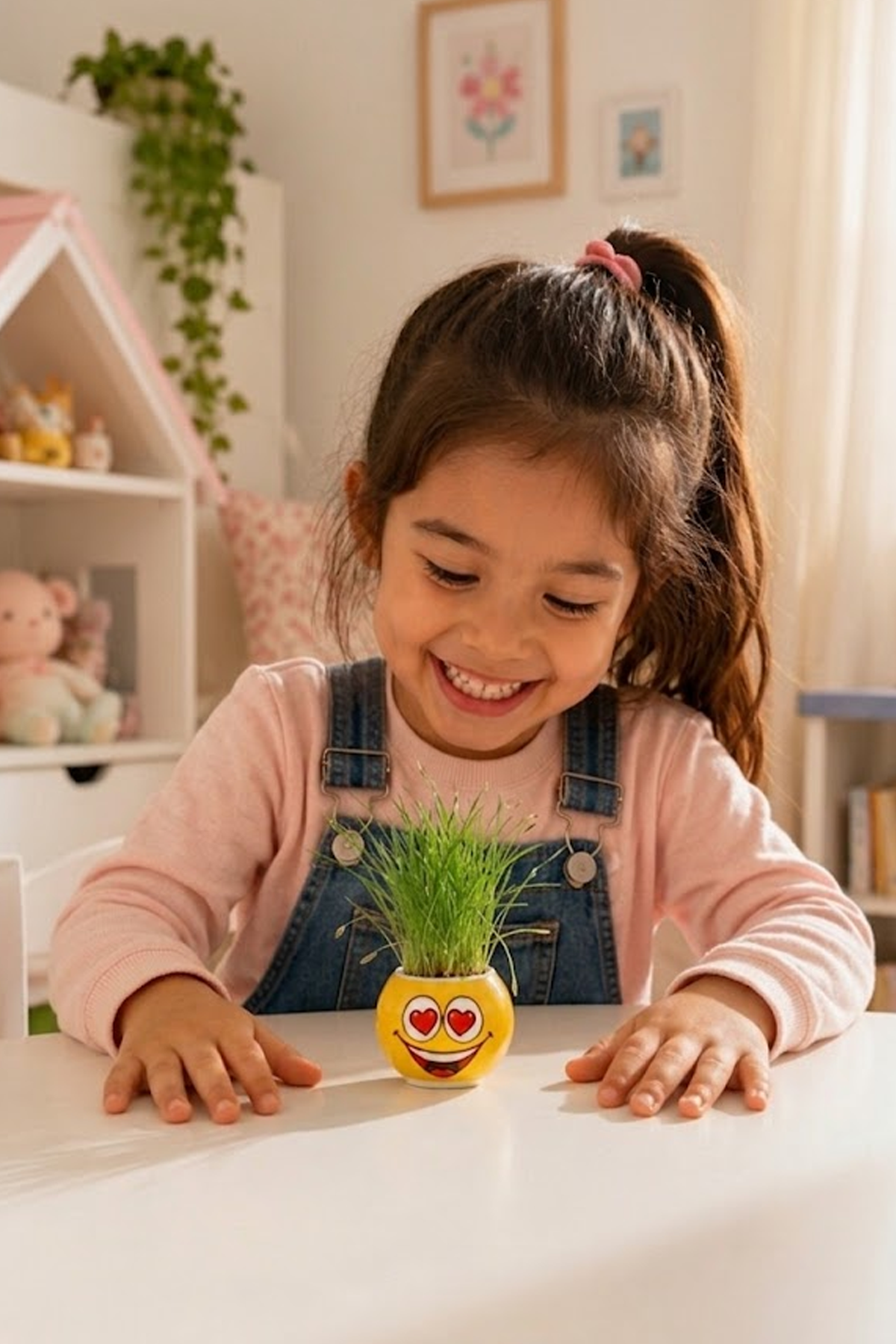 Emoji Figürlü Çim Adam Oyuncak Toprak Tohumlu Dekoratif Saksı Çocuk Eğitici Bitki 6 cm