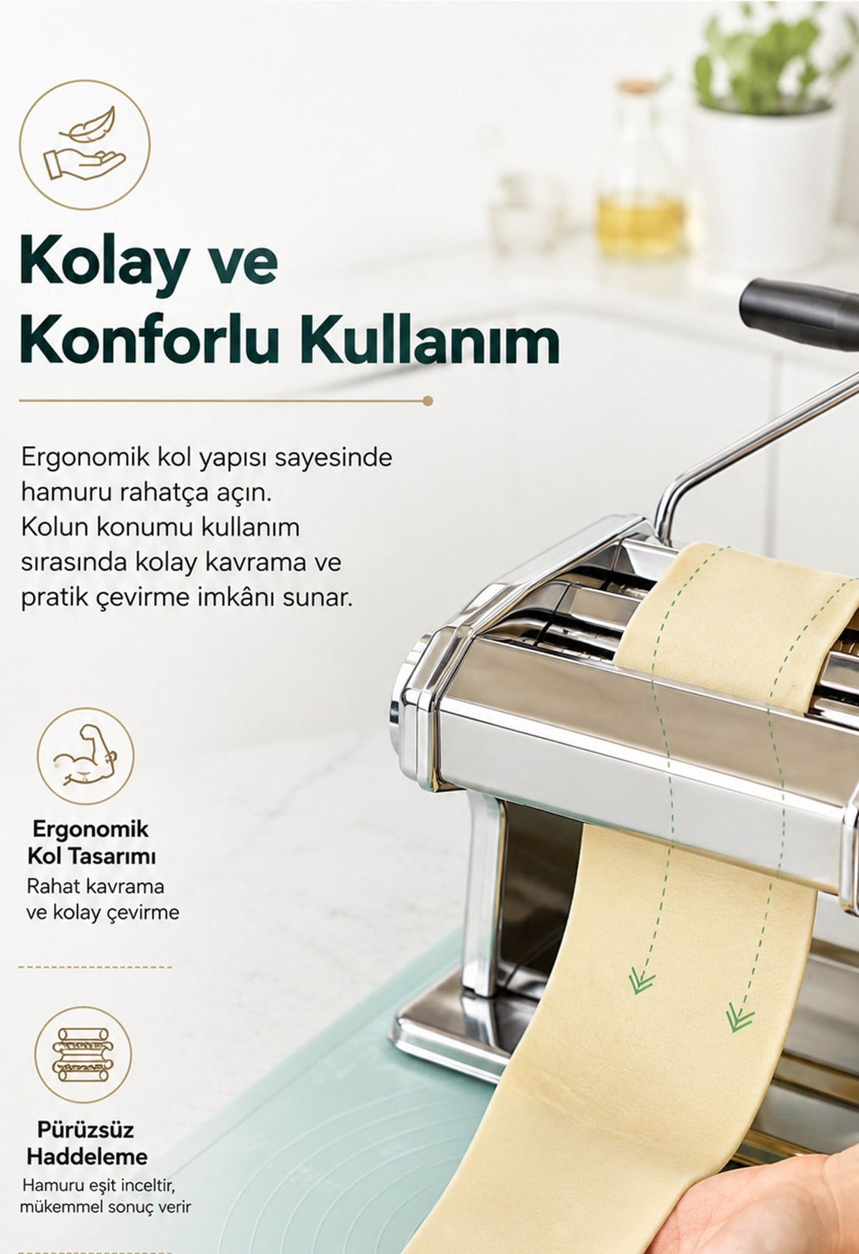Erişte Kesme Makinesi Paslanmaz Hamur Açma Mantı Makarna Dilimleme Kesme Aparatı