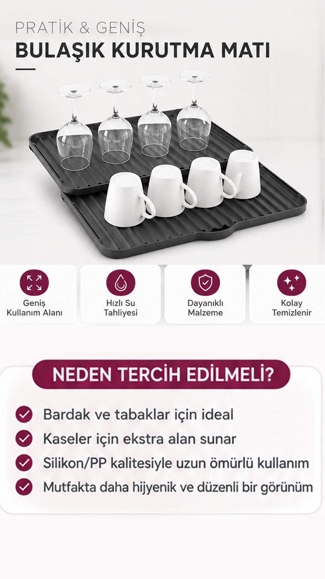 Genişleyebilir Bulaşıklık Tezgah Üstü Bulaşık Düzenleyici Tabaklık Bardaklık Kurutmalık