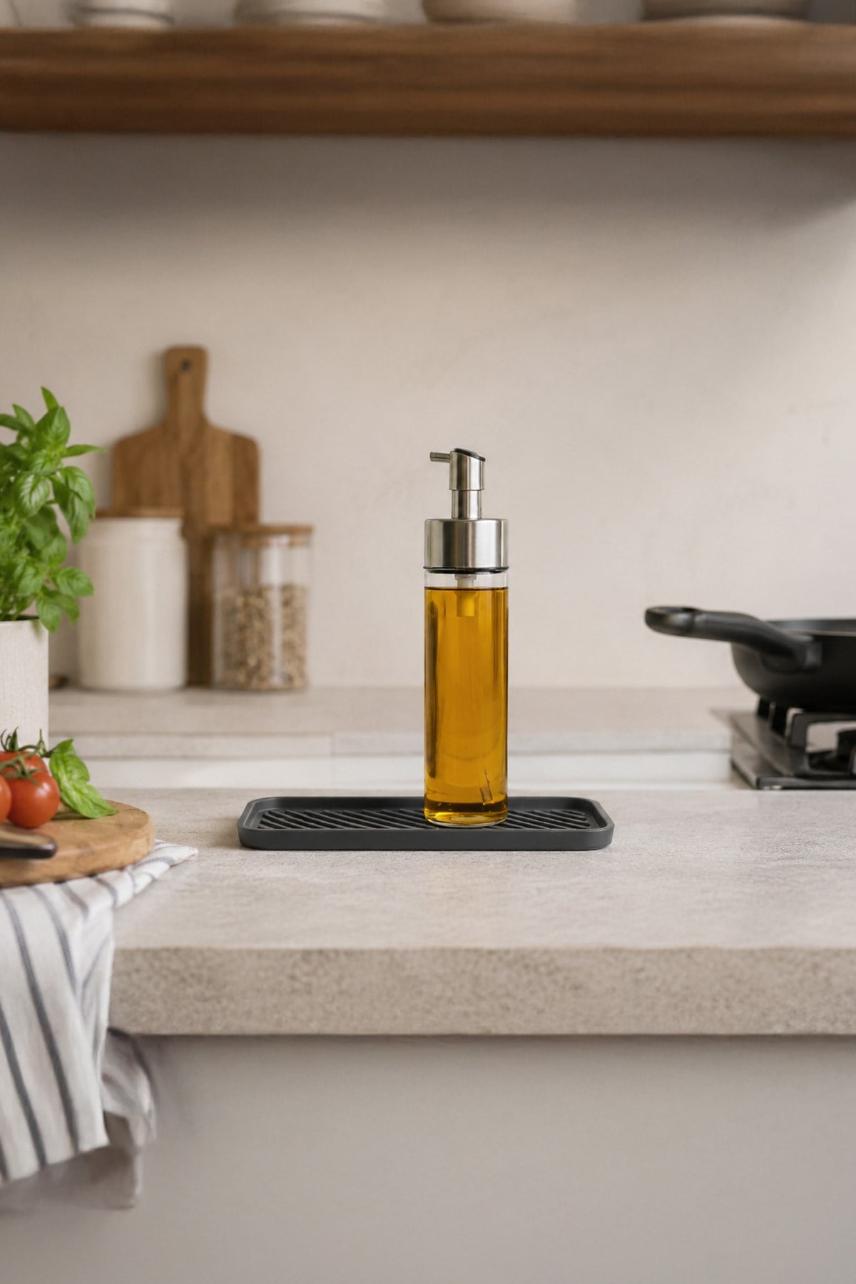 Gri Renk Silikon Yağdanlık Yağlık Sirkelik Altlığı Organizer Sunumluk Sabunluk Altlığı 23x10 Cm