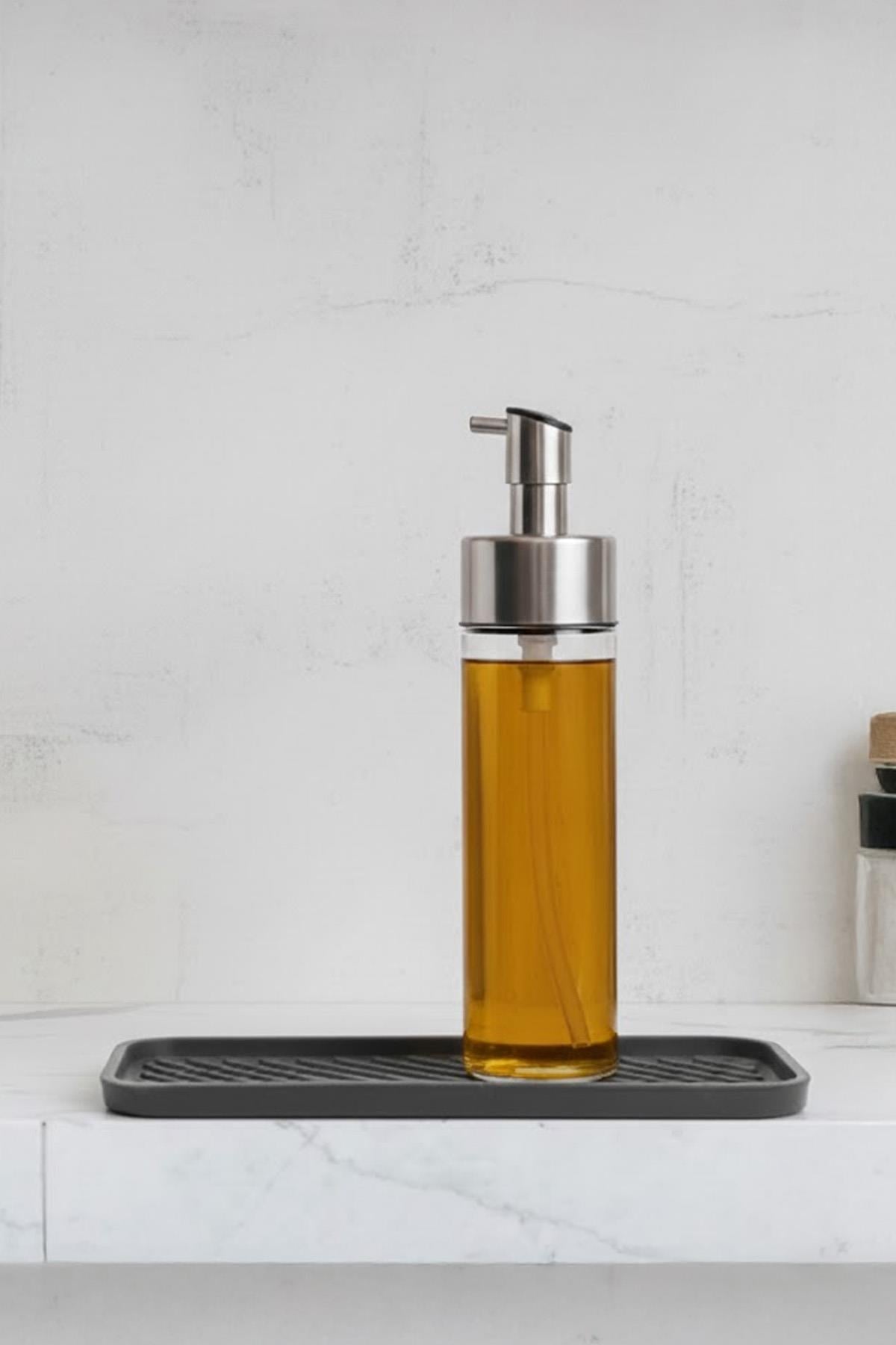Gri Renk Silikon Yağdanlık Yağlık Sirkelik Altlığı Organizer Sunumluk Sabunluk Altlığı 23x10 Cm