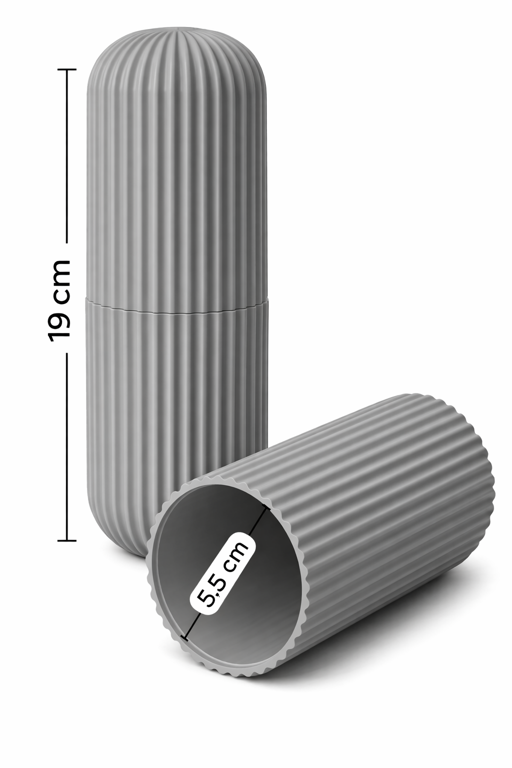 Gri Seyahat Tipi Organizer Taşıma Kabı Diş Fırçası Gözlük Makyaj Fırçası Kutusu 19 cm