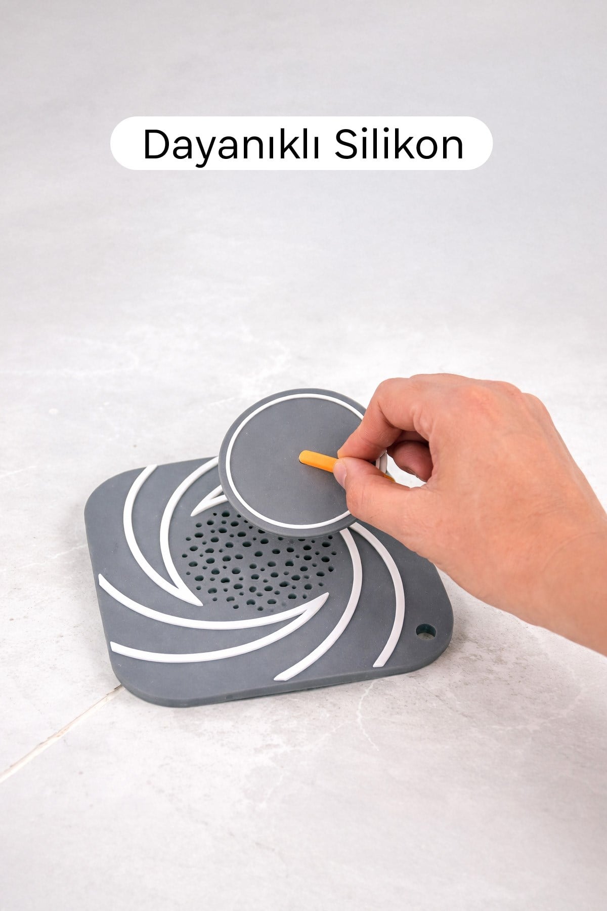 Gri Süzgeçli Silikon Lavabo Gider Kapağı Koku Önleyici Banyo Mutfak 15 cm