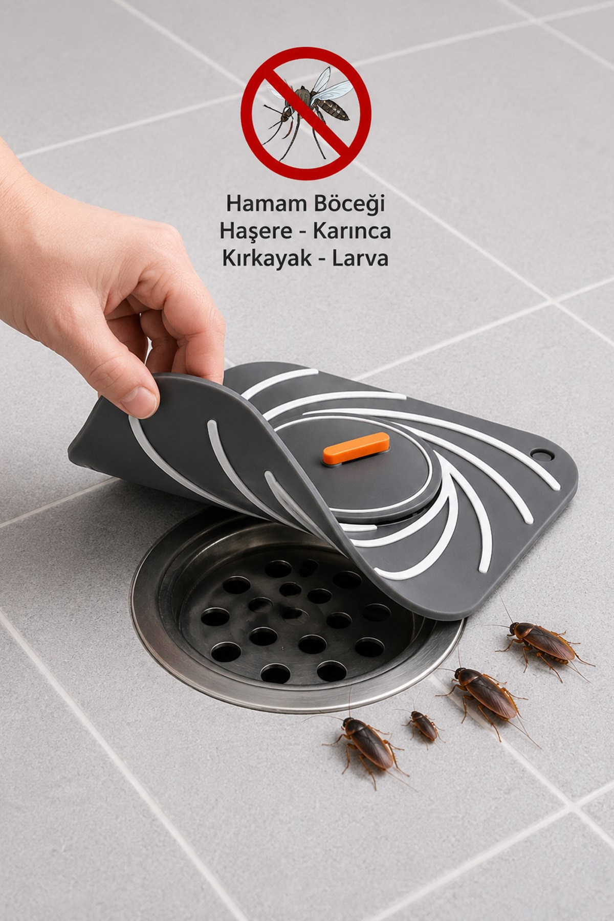 Gri Süzgeçli Silikon Lavabo Gider Kapağı Koku Önleyici Banyo Mutfak 15 cm