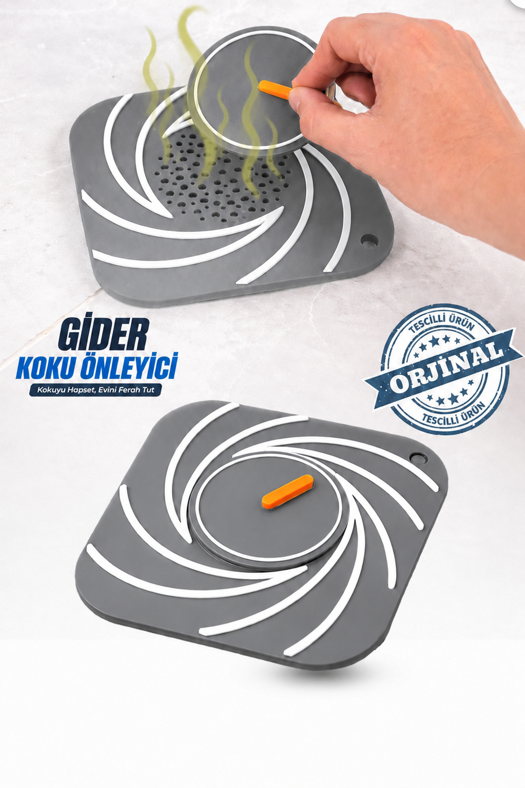 Gri Süzgeçli Silikon Lavabo Gider Kapağı Koku Önleyici Banyo Mutfak 15 cm