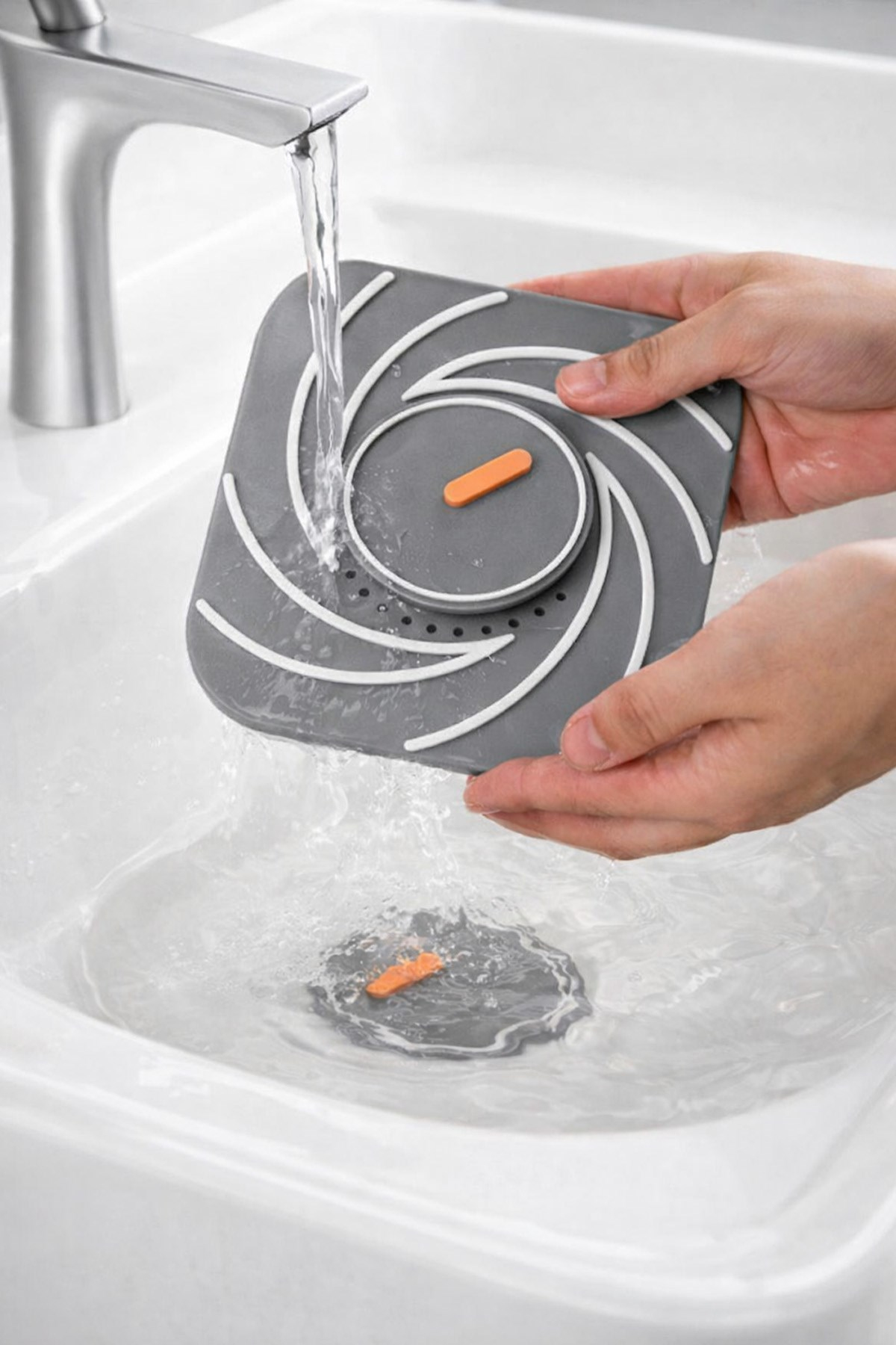 Gri Süzgeçli Silikon Lavabo Gider Kapağı Koku Önleyici Banyo Mutfak 15 cm