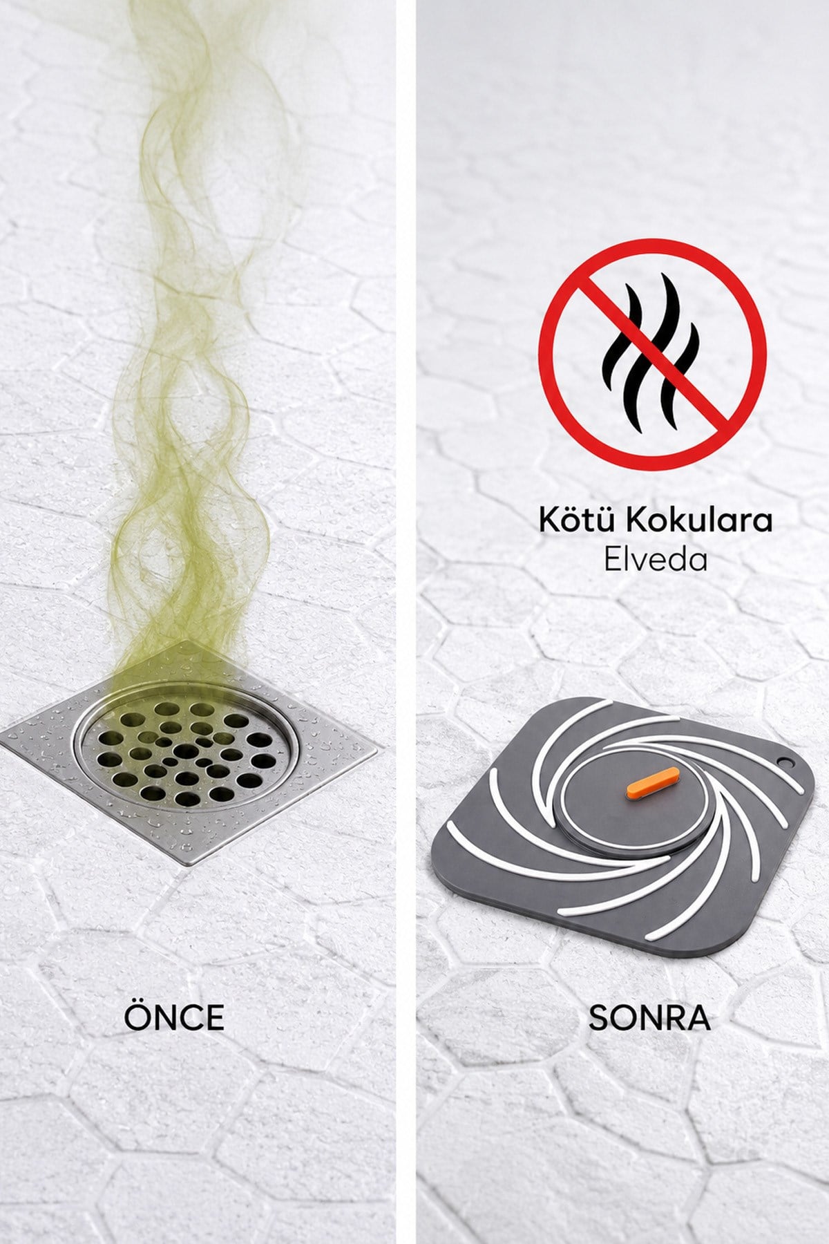 Gri Süzgeçli Silikon Lavabo Gider Kapağı Koku Önleyici Banyo Mutfak 15 cm