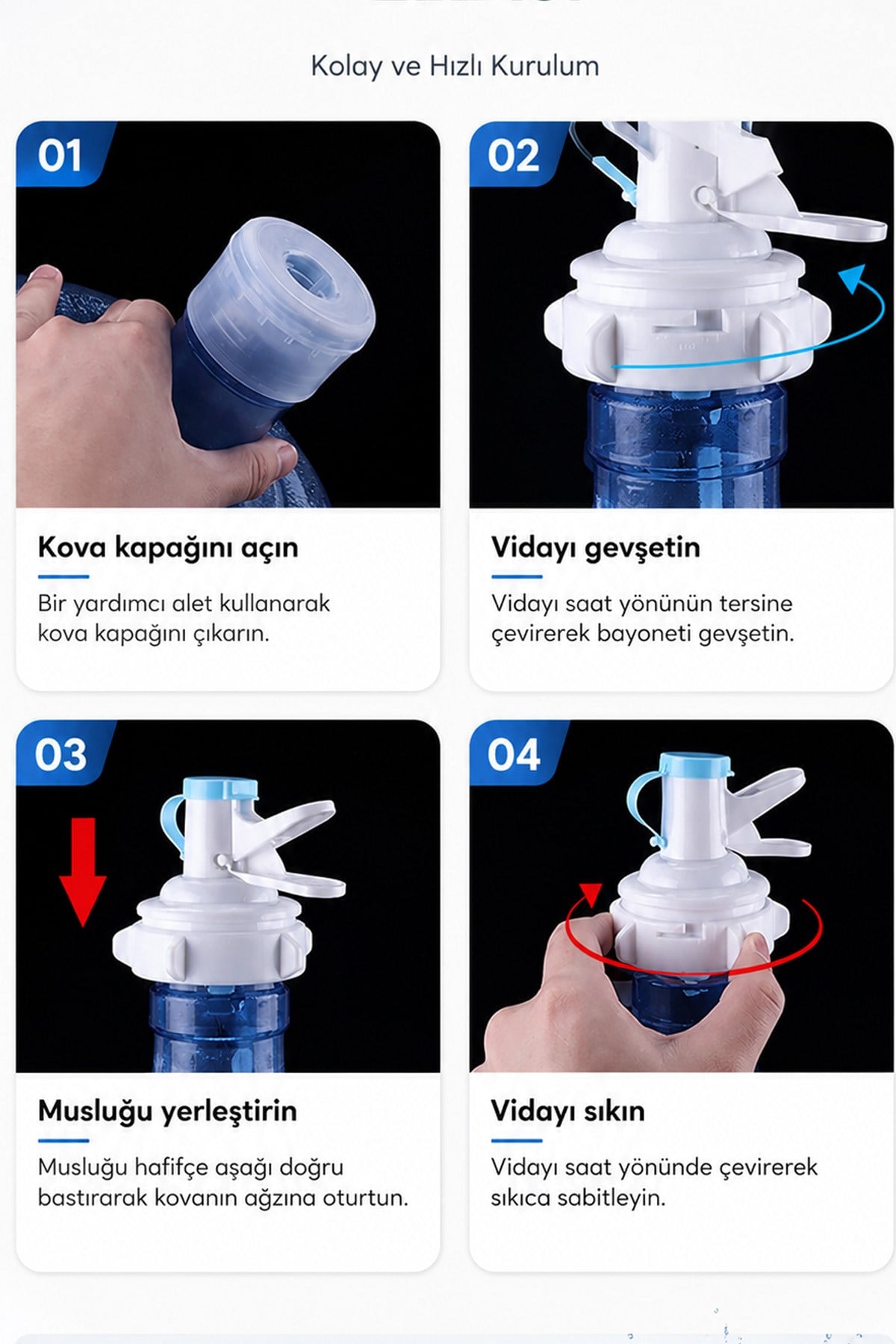 Güvenlikli Damacana Başlığı Kapağı Su Doldurma Aparatı Kapak