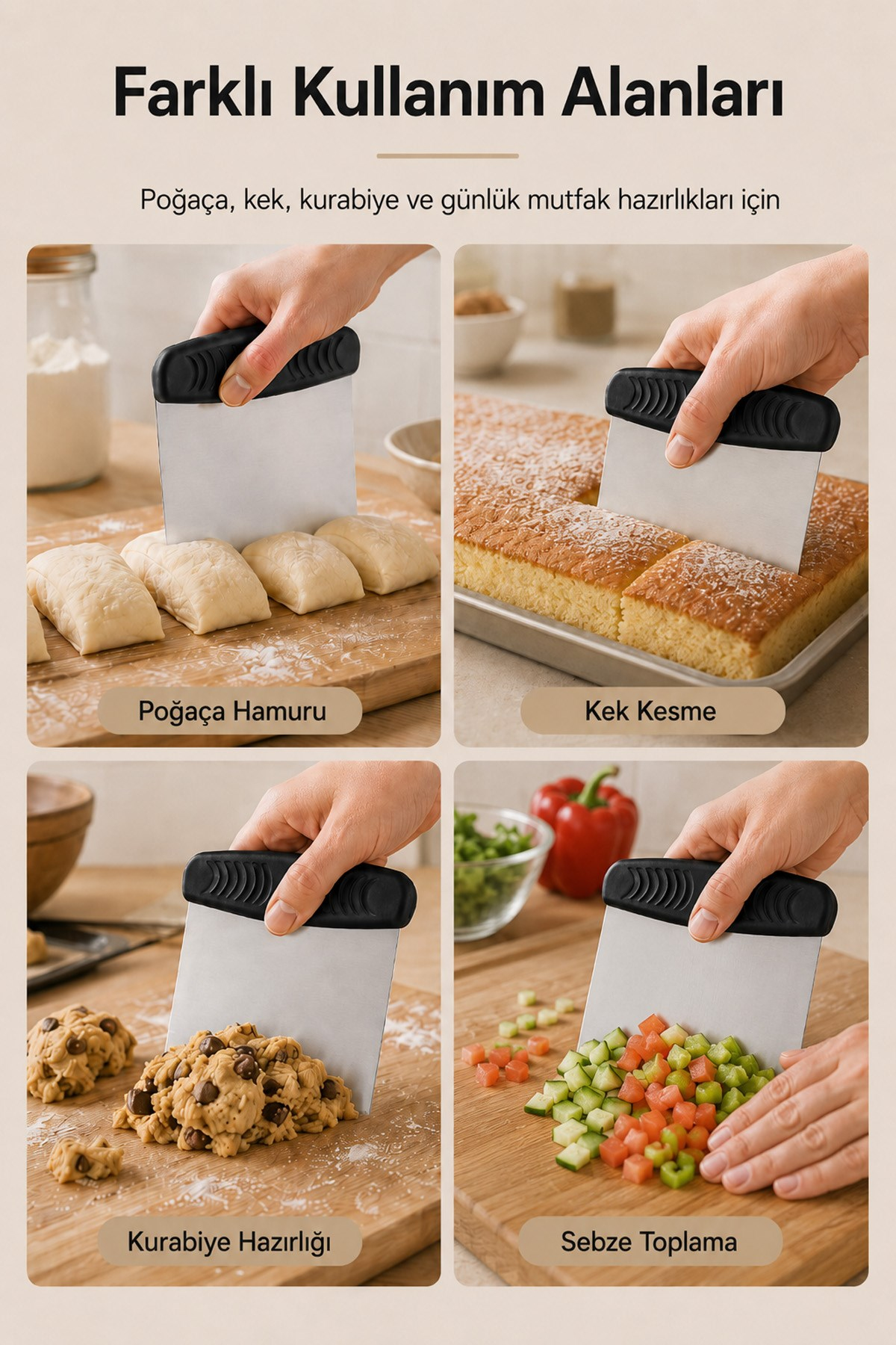 Hamur Kesme Aparatı Kesici Kazıyıcı Pasta Kek Şekillendiren Spatula