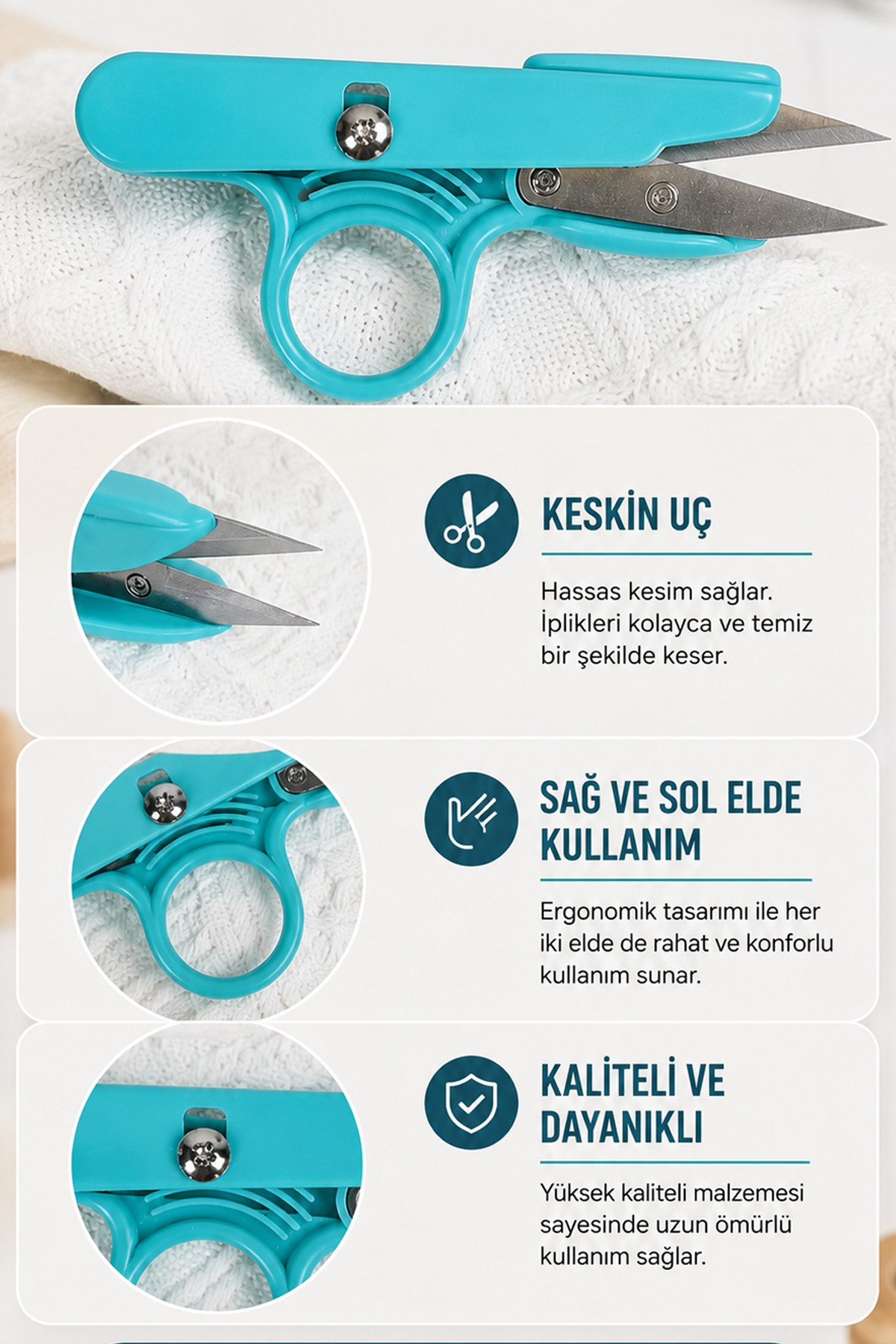 İplik Kesme Makası Paslanmaz Çelik Terzi Makası Dikiş Nakış El İşi Makası