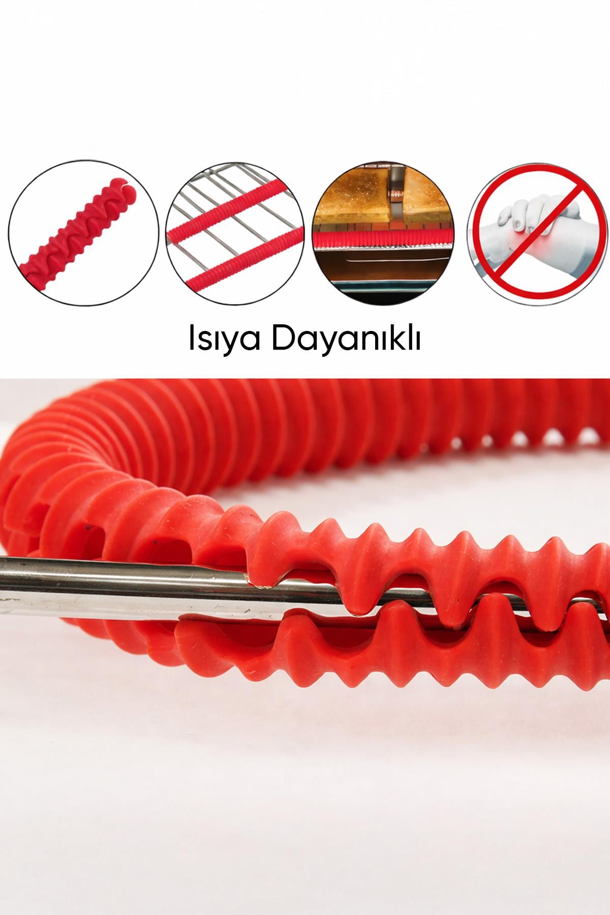 Isıya Dayanıklı Silikon Fırın Izgara Kenar Koruyucu Yanma Önleyici Raf Koruyucu 2 Adet