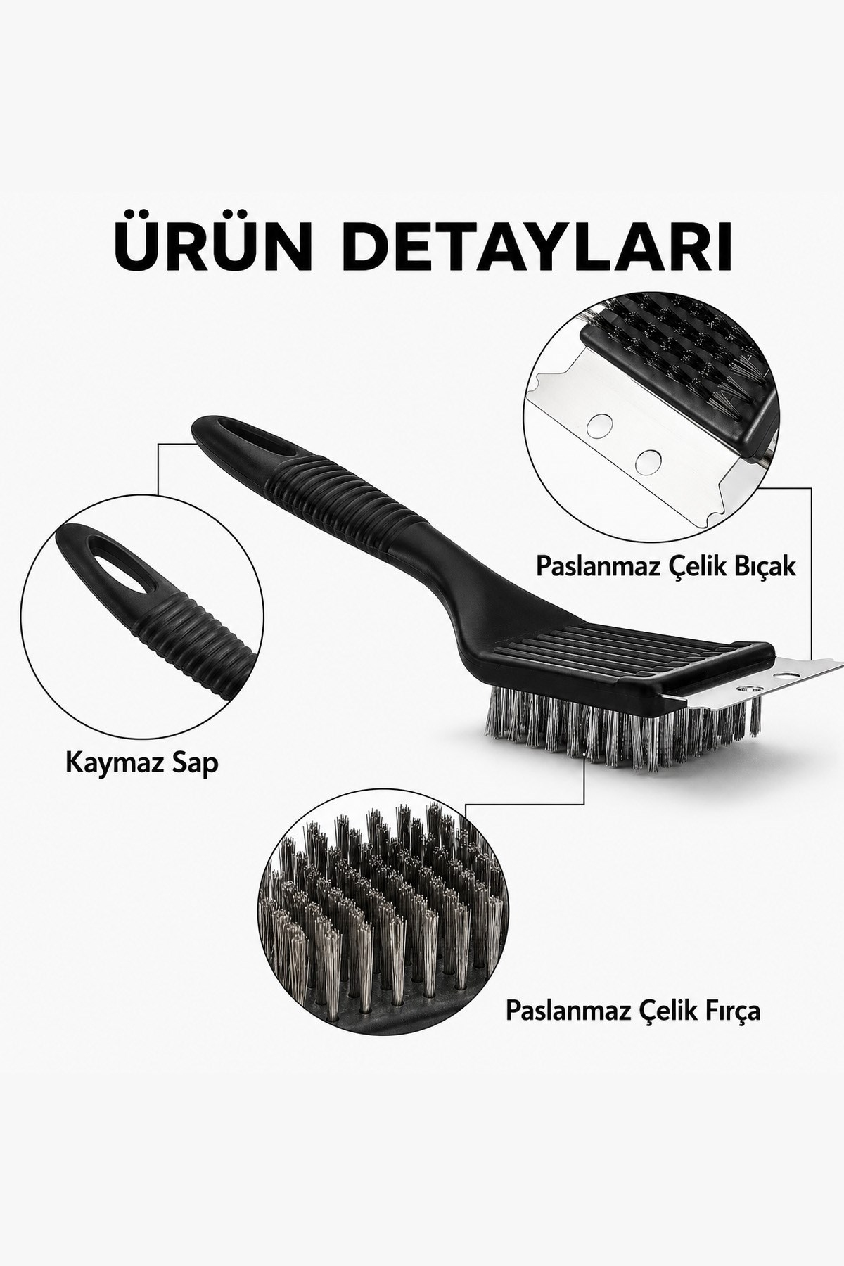 Izgara Temizleme Fırçası Tel Fırça Kazıyıcı Barbekü Mangal Temizlik Aparatı BBQ Izgara Teli 