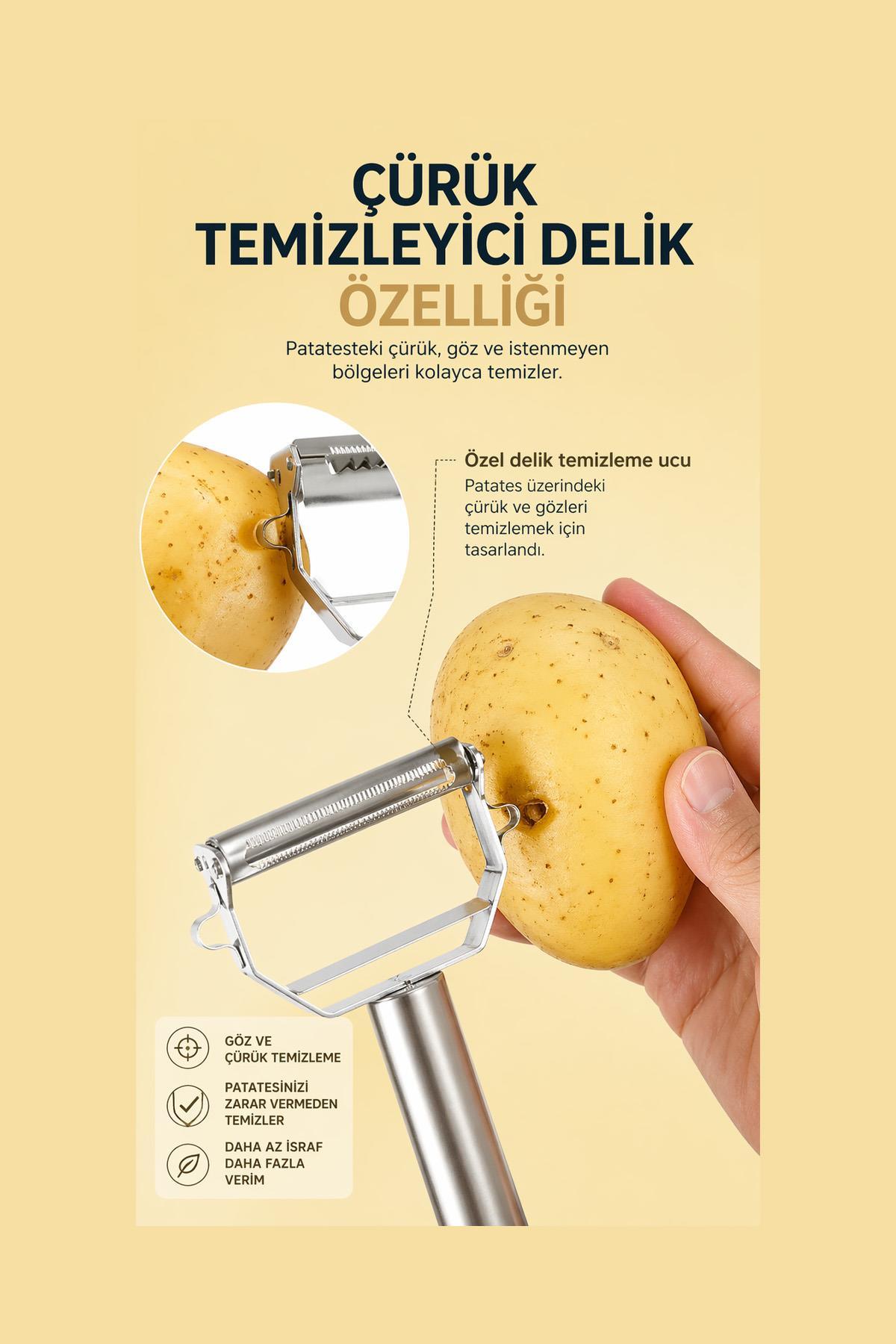 Julien Soyucu Paslanmaz Çelik Sebze Meyve Soyacak Çift Fonksiyonlu Kabak Havuç Soyucu