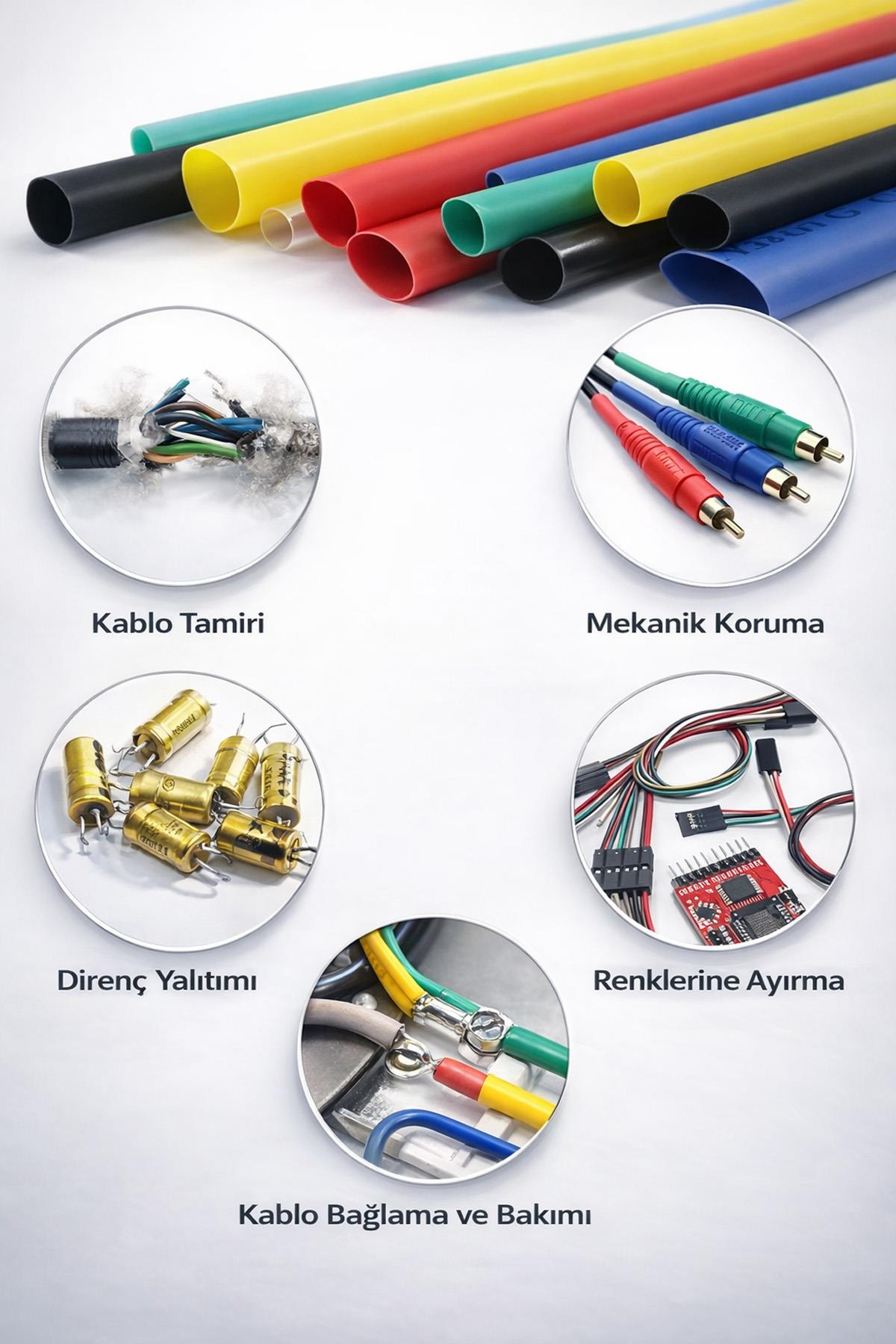 Kablo Tamir Aparatı 164 Parça Kılıf Koruyucu Isıyla Daralan Renkli Makaron