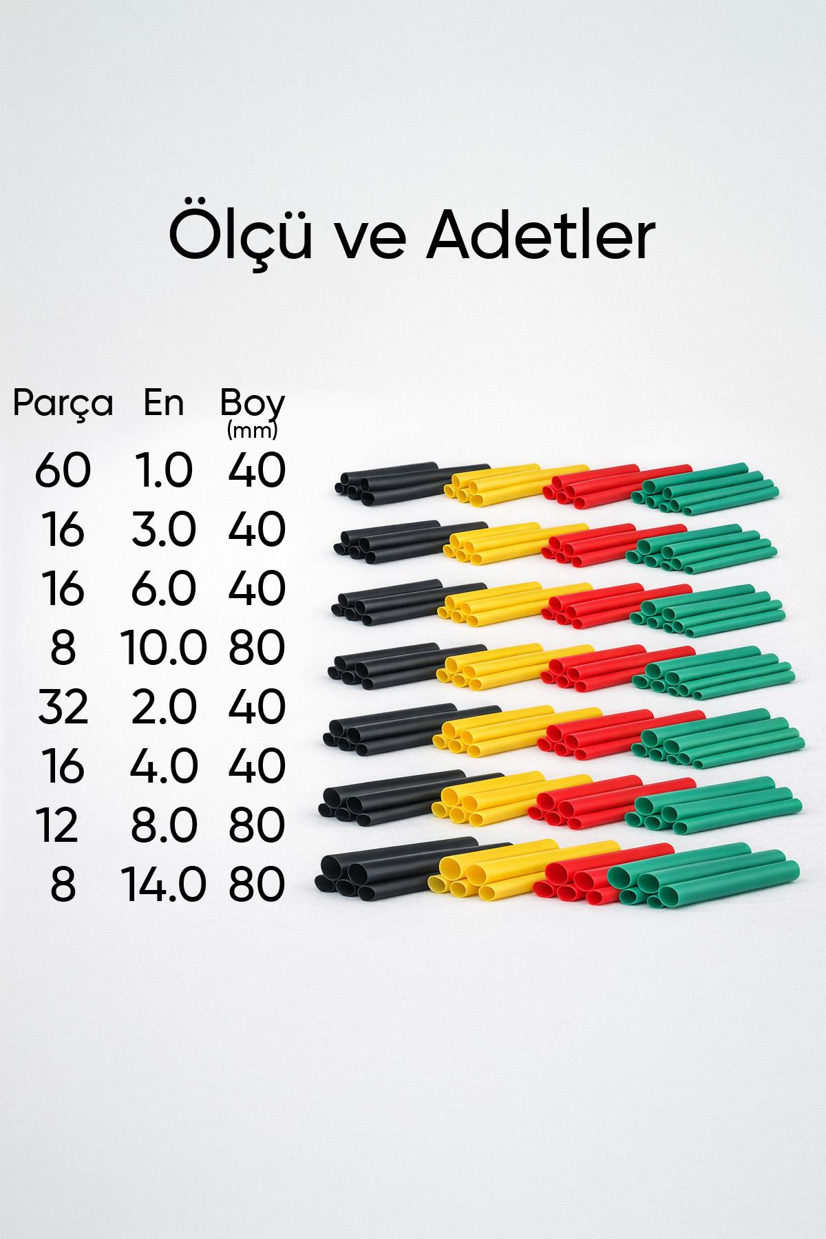 Kablo Tamir Aparatı 164 Parça Kılıf Koruyucu Isıyla Daralan Renkli Makaron