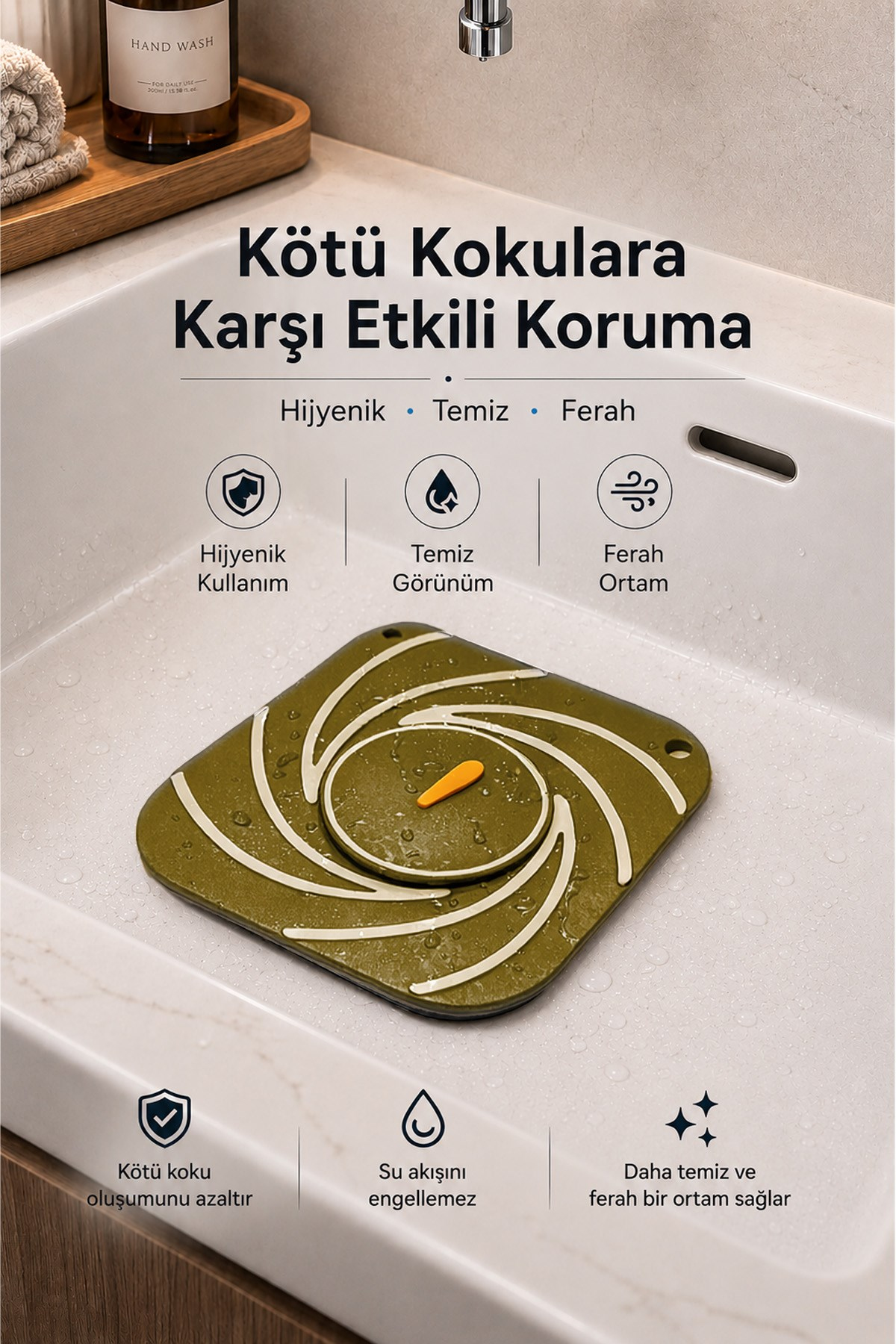 Kahverengi Silikon Gider Kapağı Delikli Koku Önleyici Lavabo Süzgeci Banyo Mutfak Matı 15x15