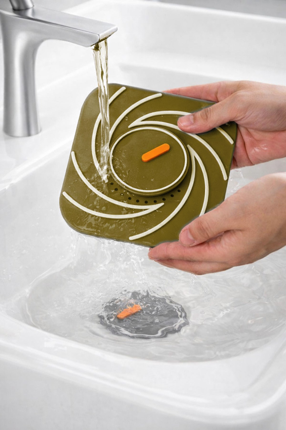 Kahverengi Silikon Gider Kapağı Delikli Koku Önleyici Lavabo Süzgeci Banyo Mutfak Matı 15x15