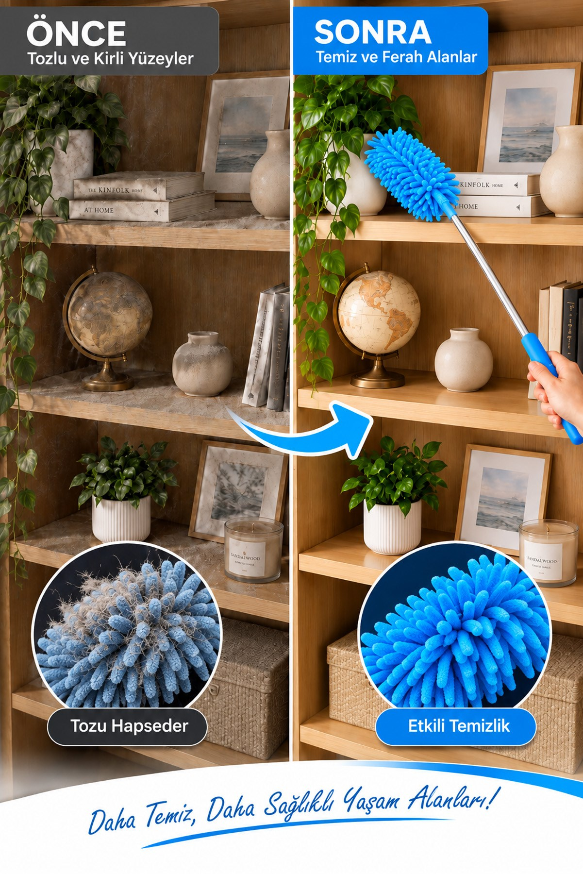 Karışık Renk Mikrofiber Makarna Mop Toz Alma Paspası Tüy Toplayıcı Çok Amaçlı Temizlik Mopu
