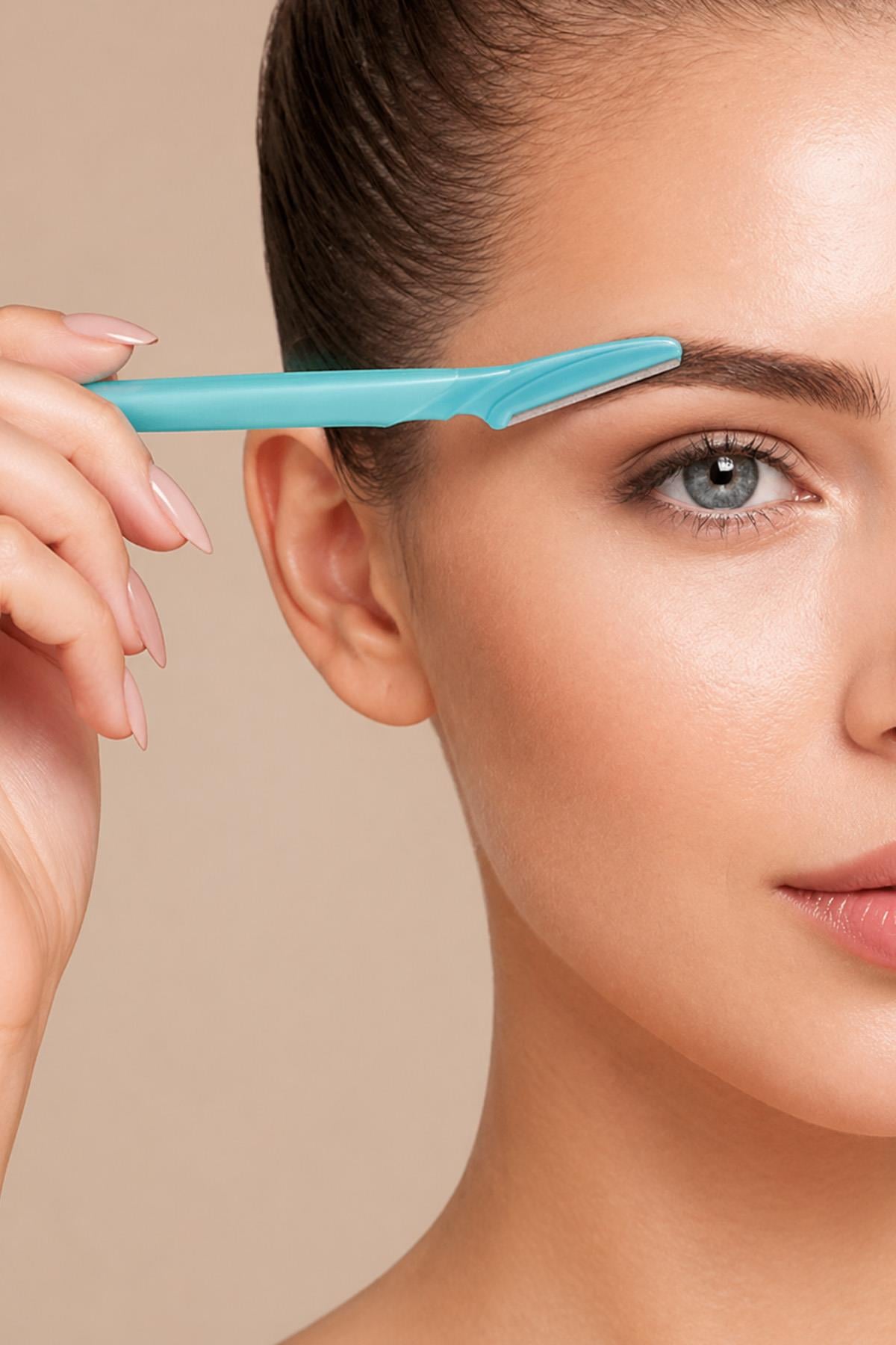 Kaş Usturası 3lü Set Hassas Tüy Alma Yüz Usturası Kaş Bıyık Düzeltme Aparatı Pratik