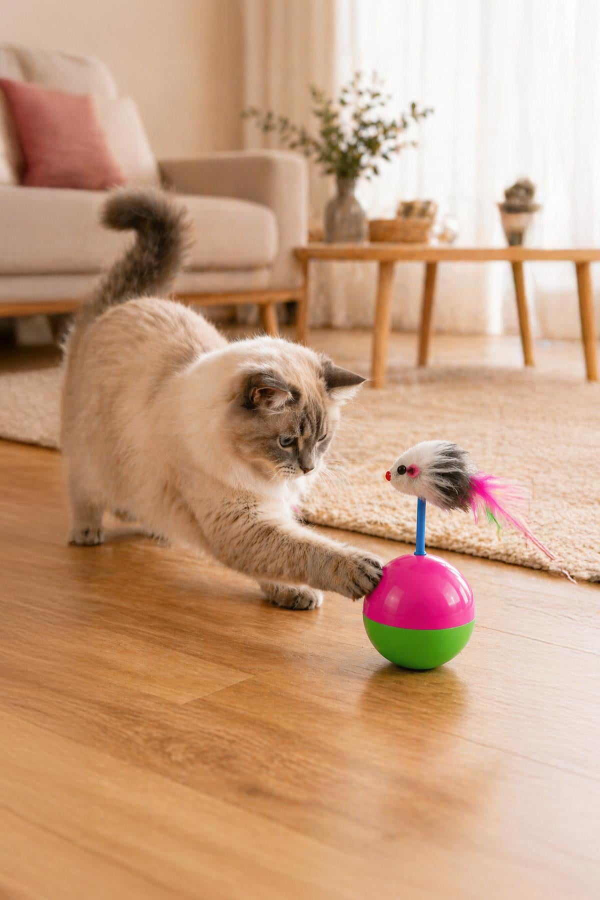 Kedi Oyuncağı Hacıyatmaz Fare Oyuncak Denge Topu Hareketli Eğlenceli Dayanıklı Kedi Ürünü
