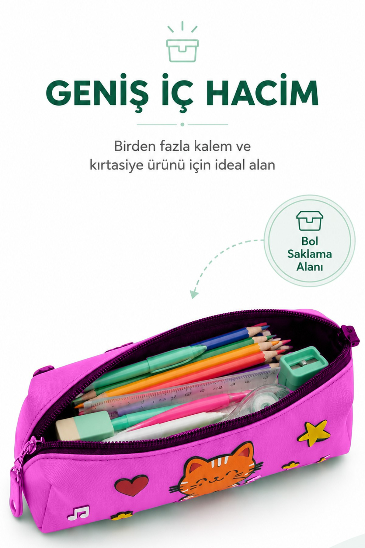 Kedi Tasarımlı PVC Kalem Kutusu – Dayanıklı Silikon Yapı, Çocuklar için Şık ve Pratik Okul Kalemlik