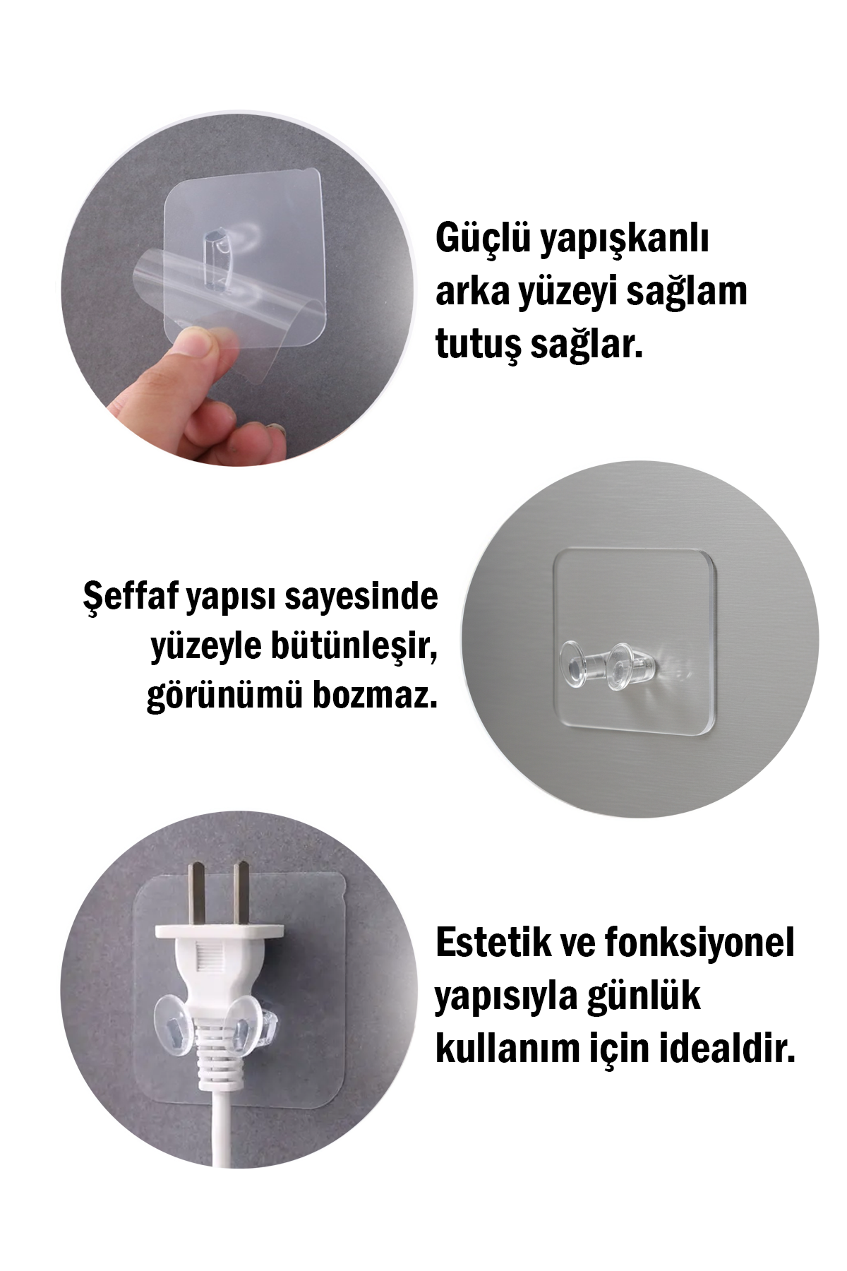 Kendinde Yapışkanlı Şeffaf Kablo Tutucu Diş Fırçası Askısı 5 Adet