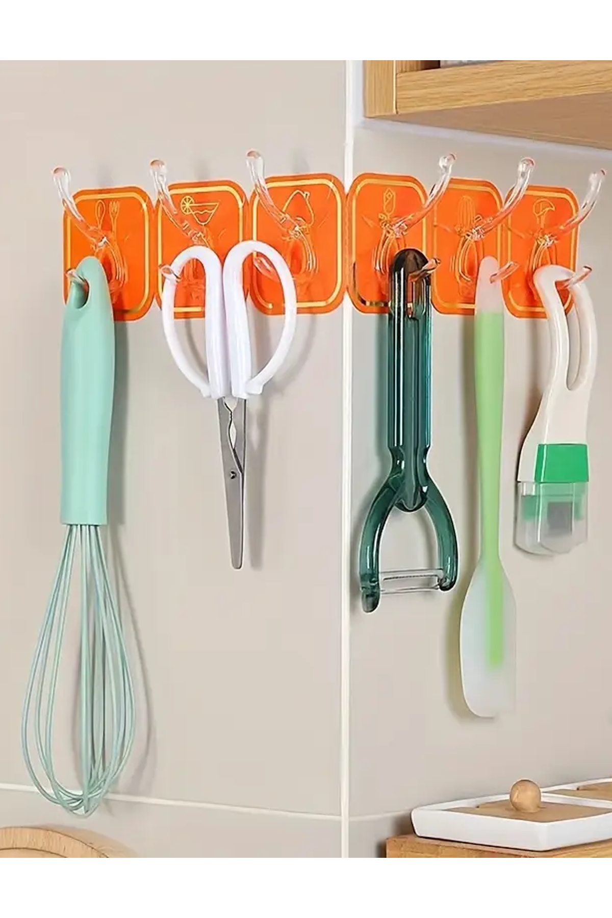 Kendinden Yapışkanlı 6 Kancalı Renkli Duvar Askısı Banyo ve Mutfak için Pratik Çözüm