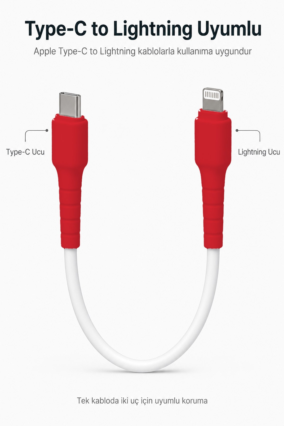 Kırmızı Apple iPhone 11 12 13 14 Uyumlu Silikon Lightning Kablo Ucu Koruyucu