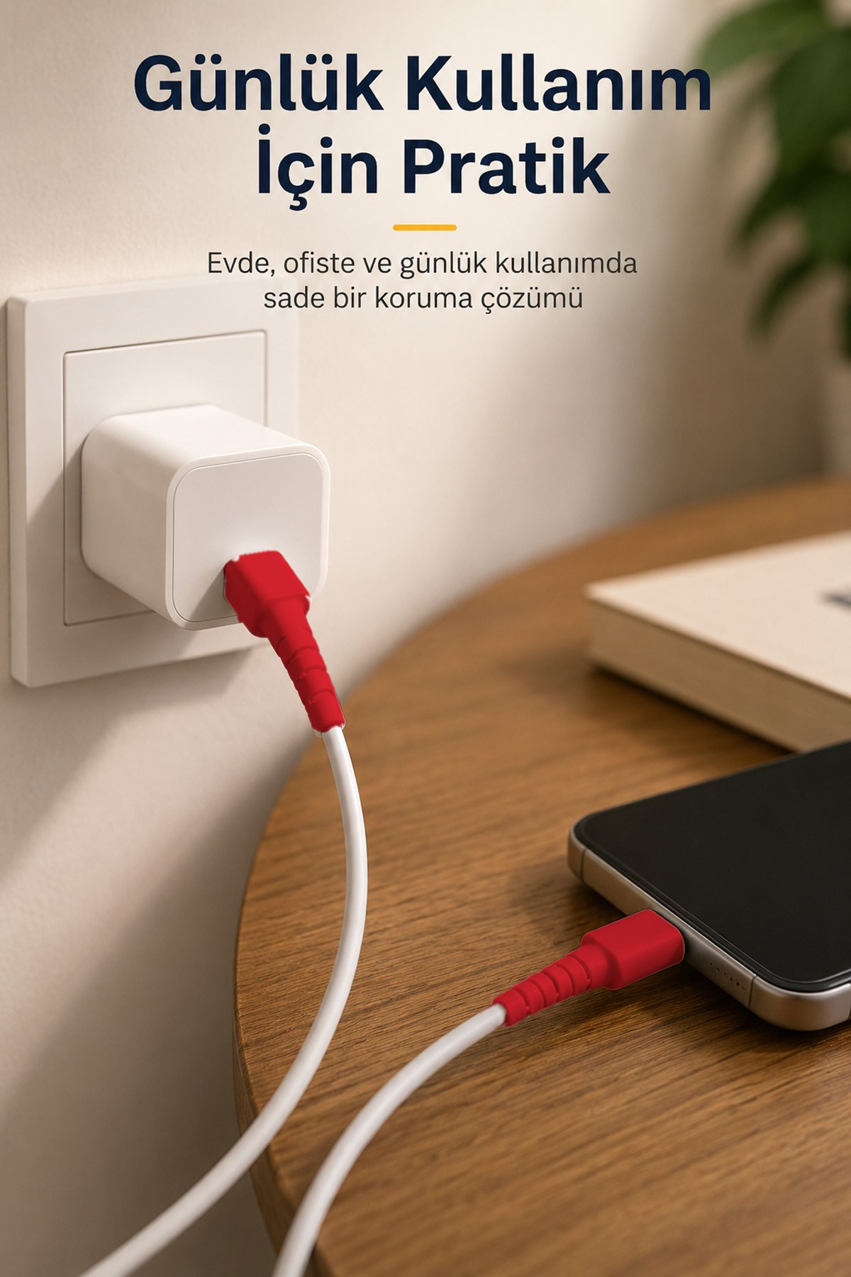 Kırmızı Apple iPhone 11 12 13 14 Uyumlu Silikon Lightning Kablo Ucu Koruyucu