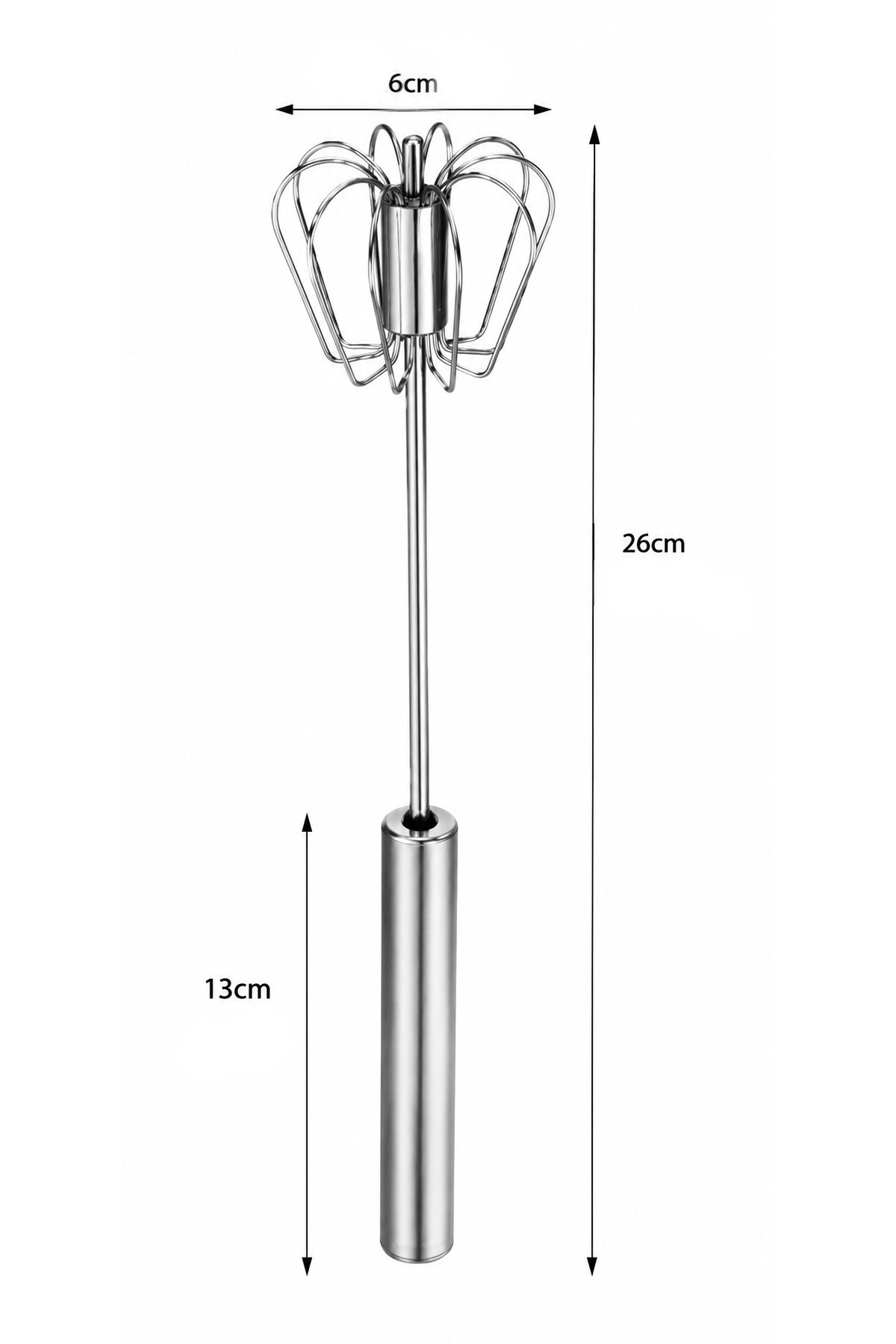 Krom Paslanmaz Metal Çırpıcı Yaylı Basmalı Yumurta Karıştırıcı 30,3x7 cm