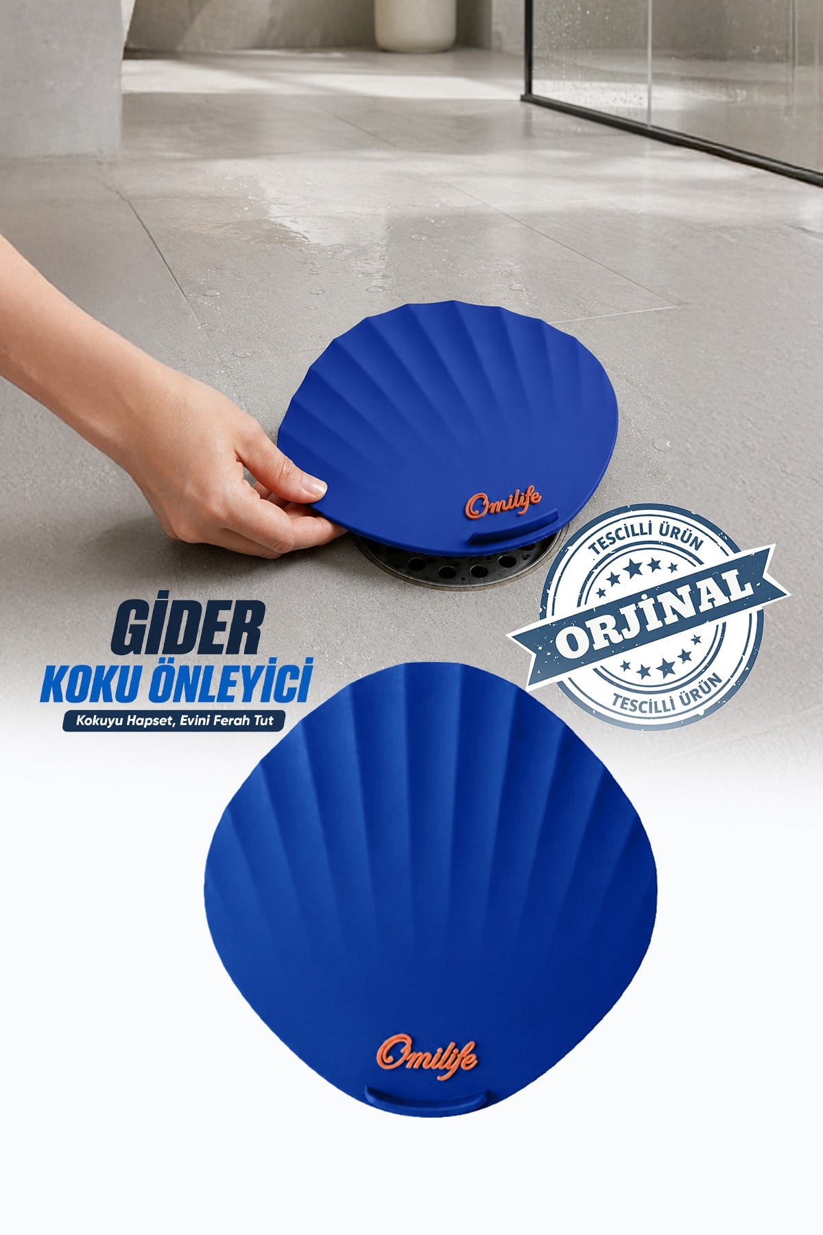 Mavi Renk Deniz Kabuğu Kötü Koku Önleyici Silikon Mat Desen Banyo Mutfak Lavabo Balkon Tıkaç Kapağı