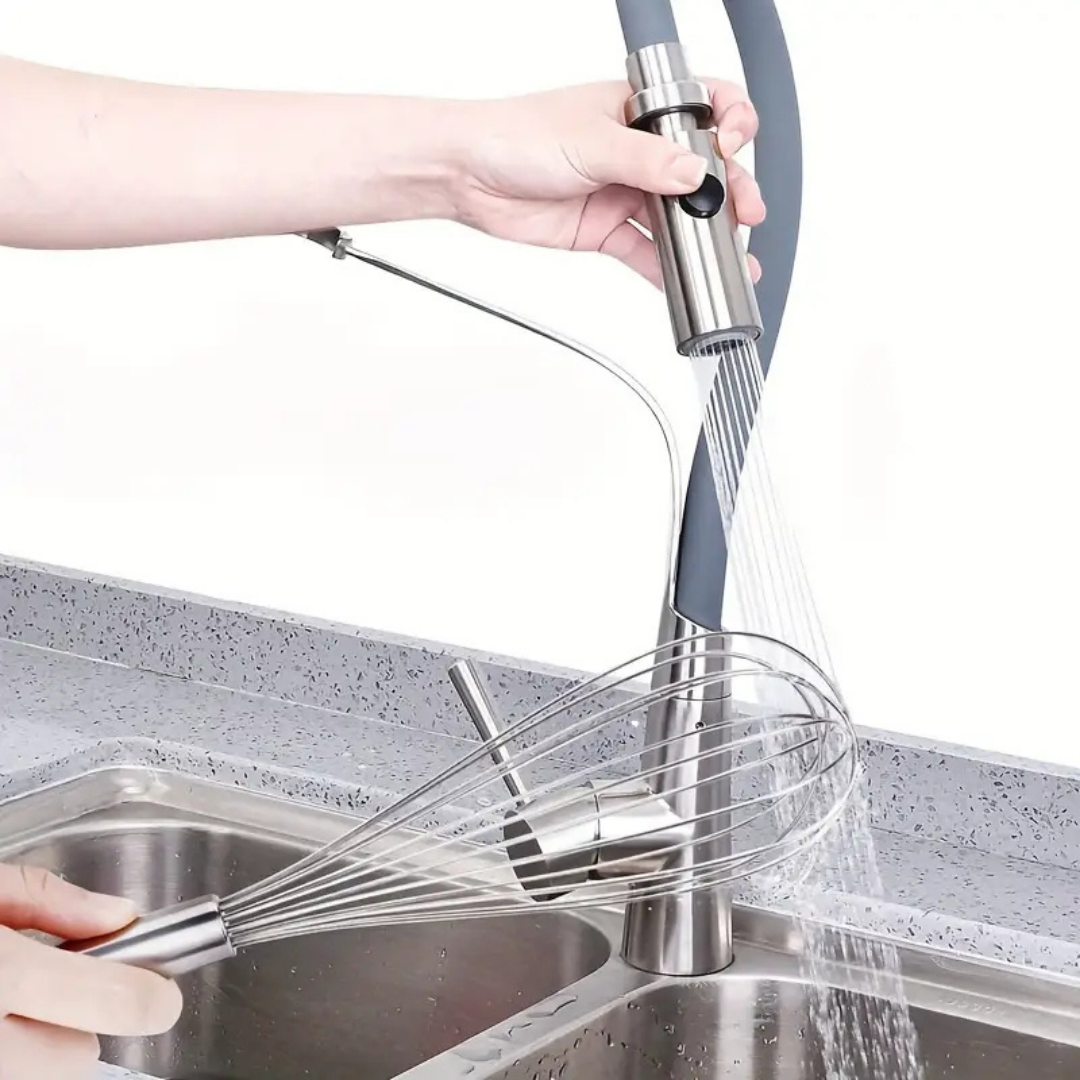 Metal Lux Çırpıcı 40 cm Paslanmaz Çelik Dayanıklı Mikser Kaşığı Ergonomik Saplı El Tipi Çırpma Aparatı Büyük Boy Mutfak Aleti Yüksek Isıya Dayanıklı Pratik Kullanımlı Çelik Çırpıcı