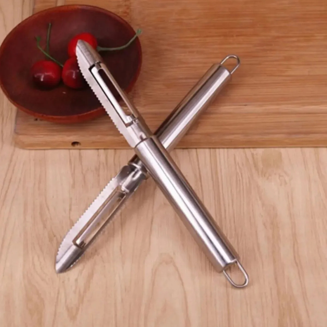 Metal Lux Kabak Oyacak ve Soyacak Paslanmaz Çelik Çok Fonksiyonlu Mutfak Aleti Sebze Oyucu ve Soyucu Aparat Ergonomik Tutma Saplı Pratik Kullanımlı Dayanıklı Sebze Temizleme Aracı