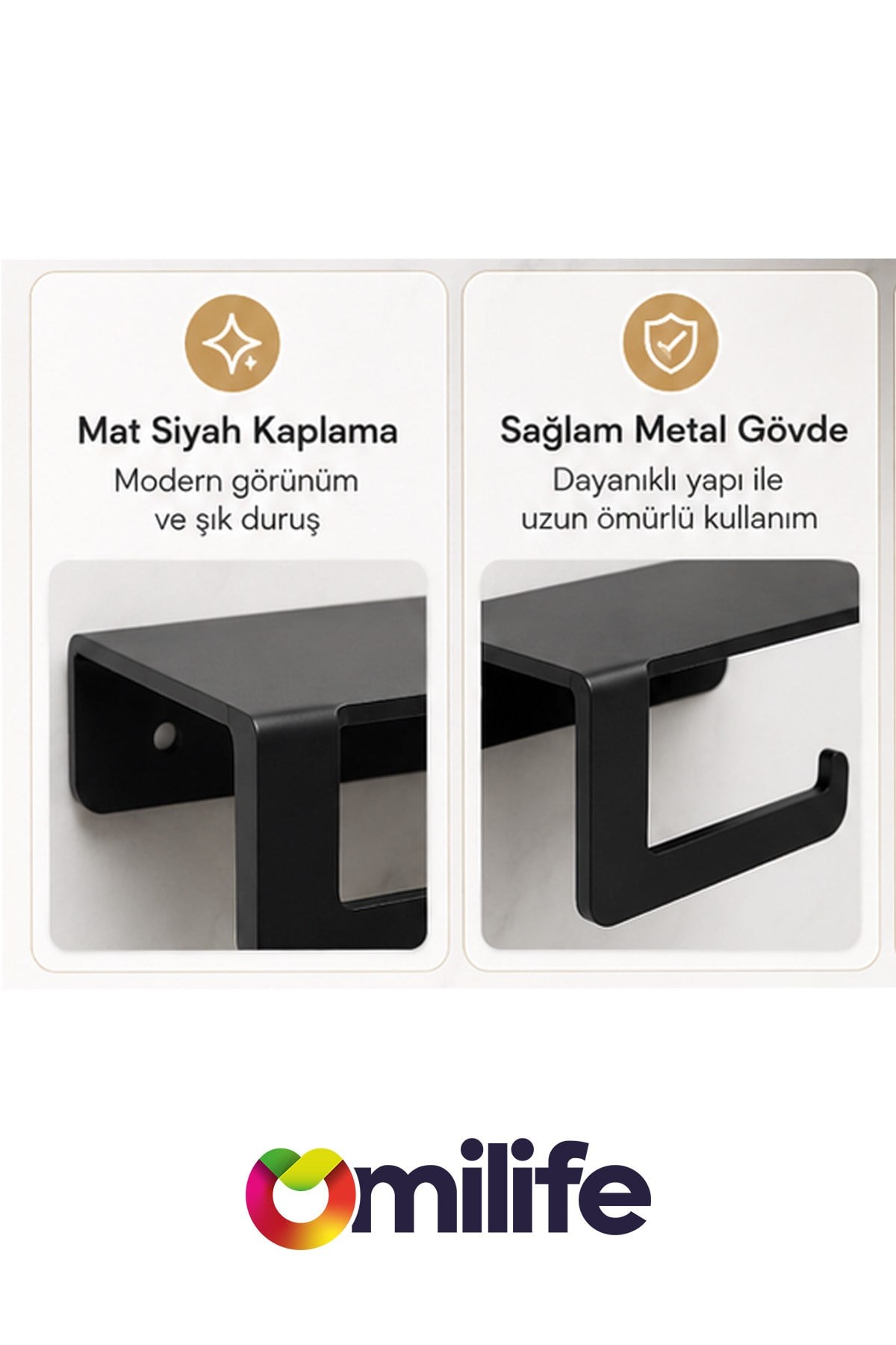 Metal Raflı Tuvalet Kağıtlığı Siyah WC Kağıtlığı Raflı Tuvalet Kağıdı Askısı