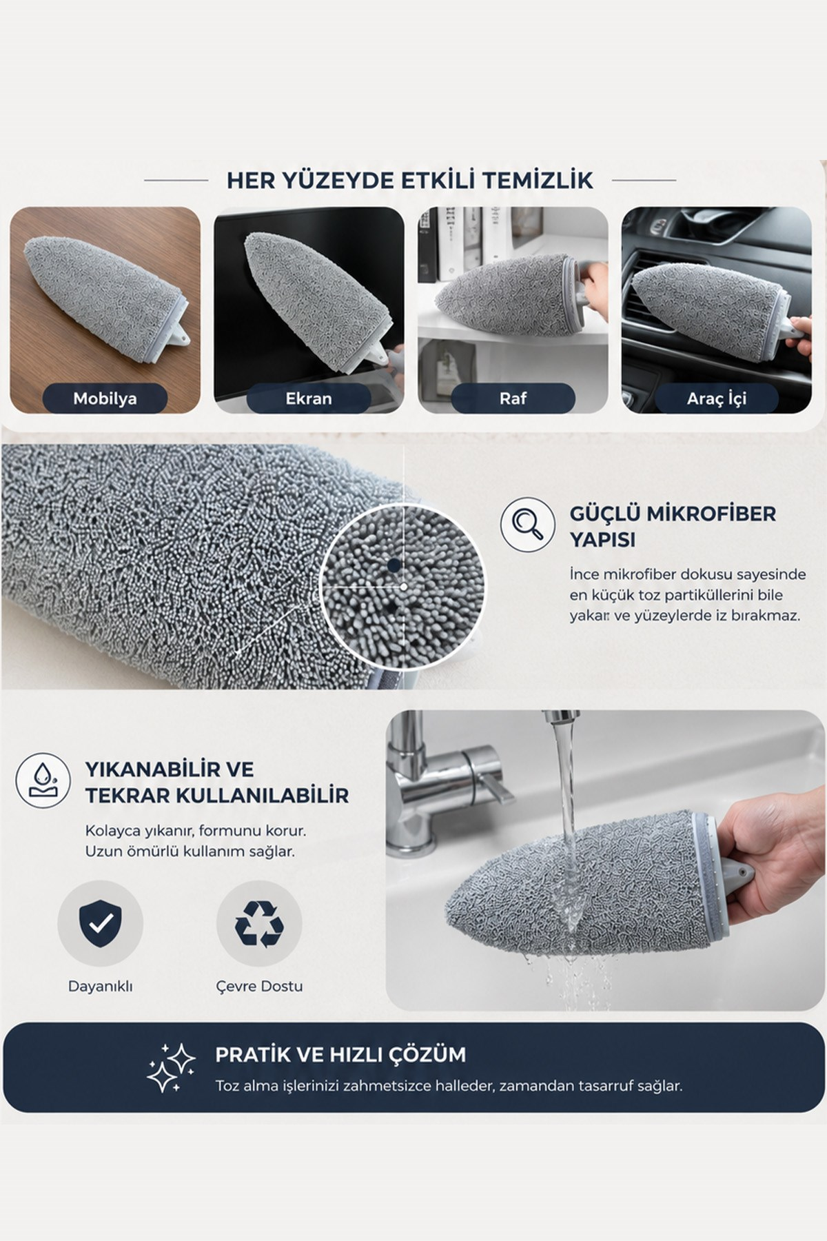 Mikrofiber Bezli El Mopu El Tipi Cam Silme Aparatı Çok Amaçlı Yüzey Temizleme Mopu