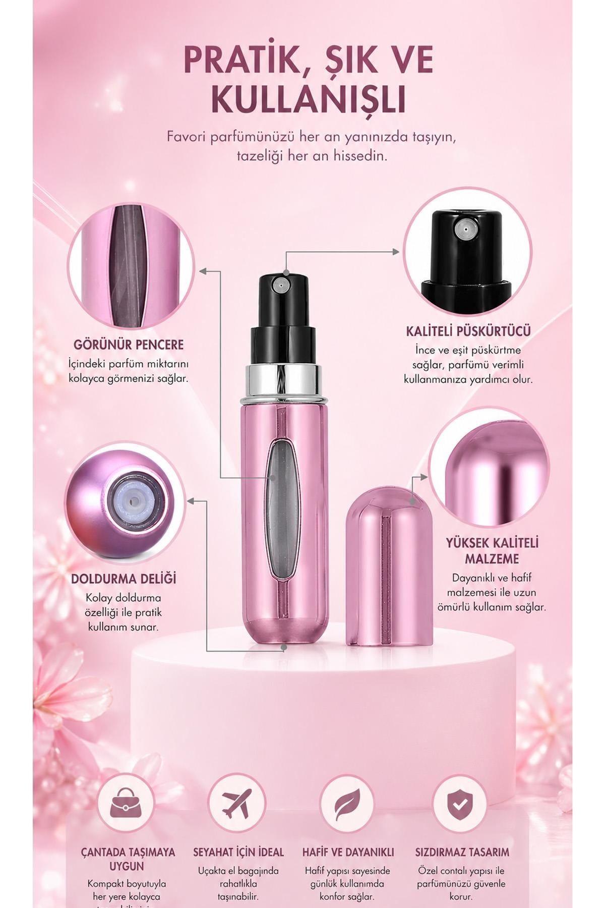 Mini Parfüm Şişesi 5 ml Doldurulabilir Seyahat Cep Parfüm Şişesi Taşınabilir Sprey Şişe
