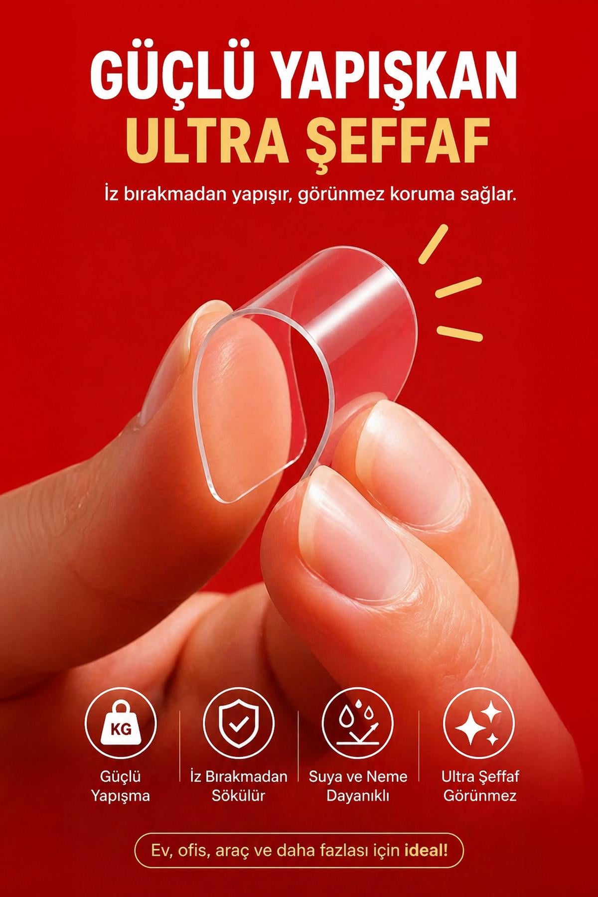 Nano Çift Taraflı Bant 60 Parça Güçlü Yapışkan Duvar Halı Organizer Montaj Sabitleyici