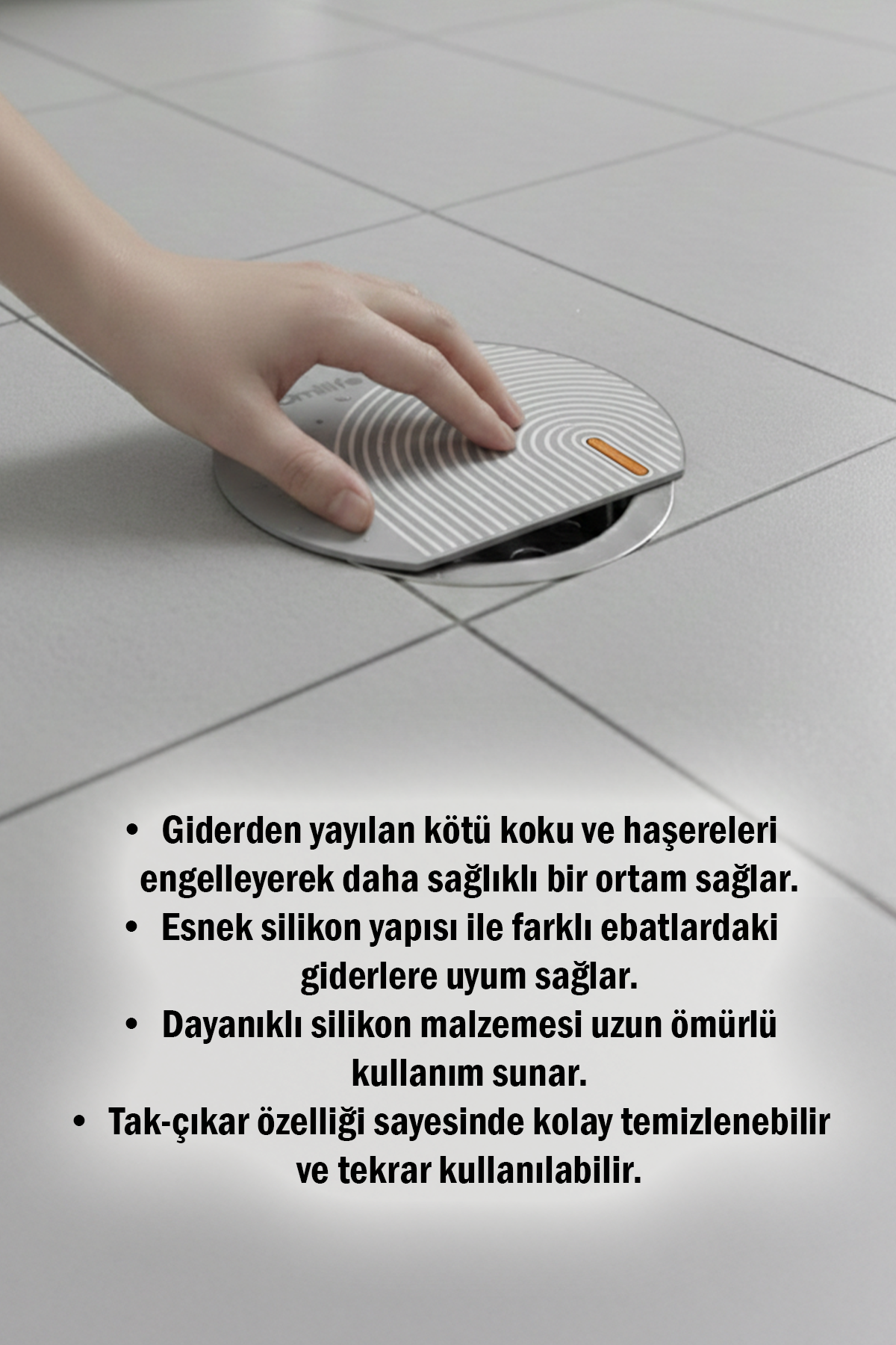 Oval Çizgili Silikon Kötü Koku Önleyici Gider Kapağı – Banyo, Mutfak, Balkon Lavabo Tıpası 14x15 cm