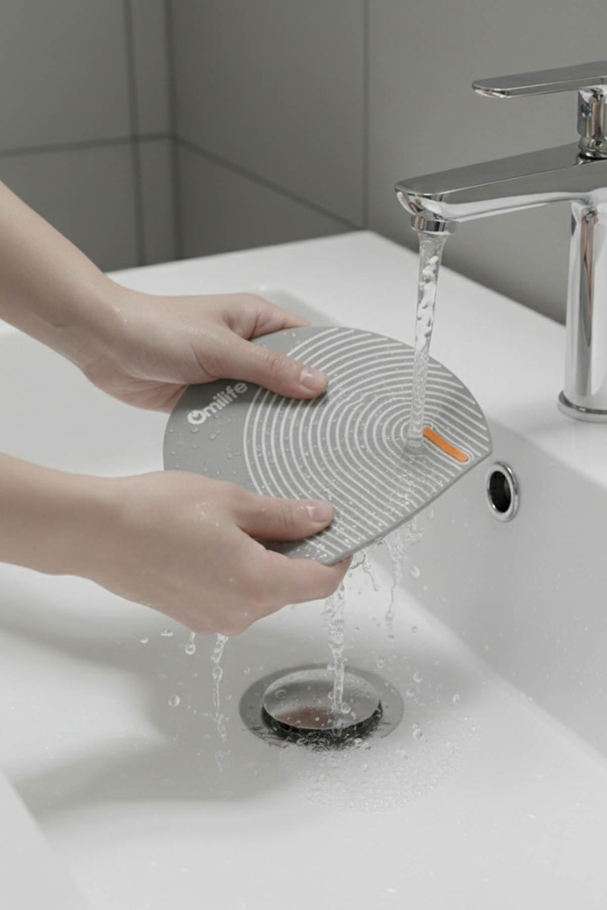 Oval Çizgili Silikon Kötü Koku Önleyici Gider Kapağı – Banyo, Mutfak, Balkon Lavabo Tıpası 14x15 cm