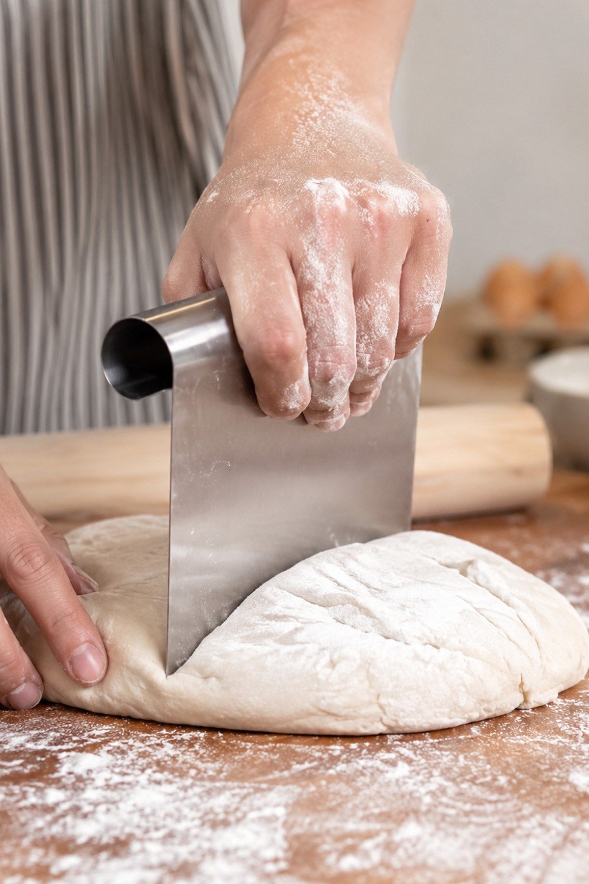 Paslanmaz Çelik Hamur Kesici Kazıyıcı Spatula Pizza Ekmek Hamuru Bölücü Ölçülü