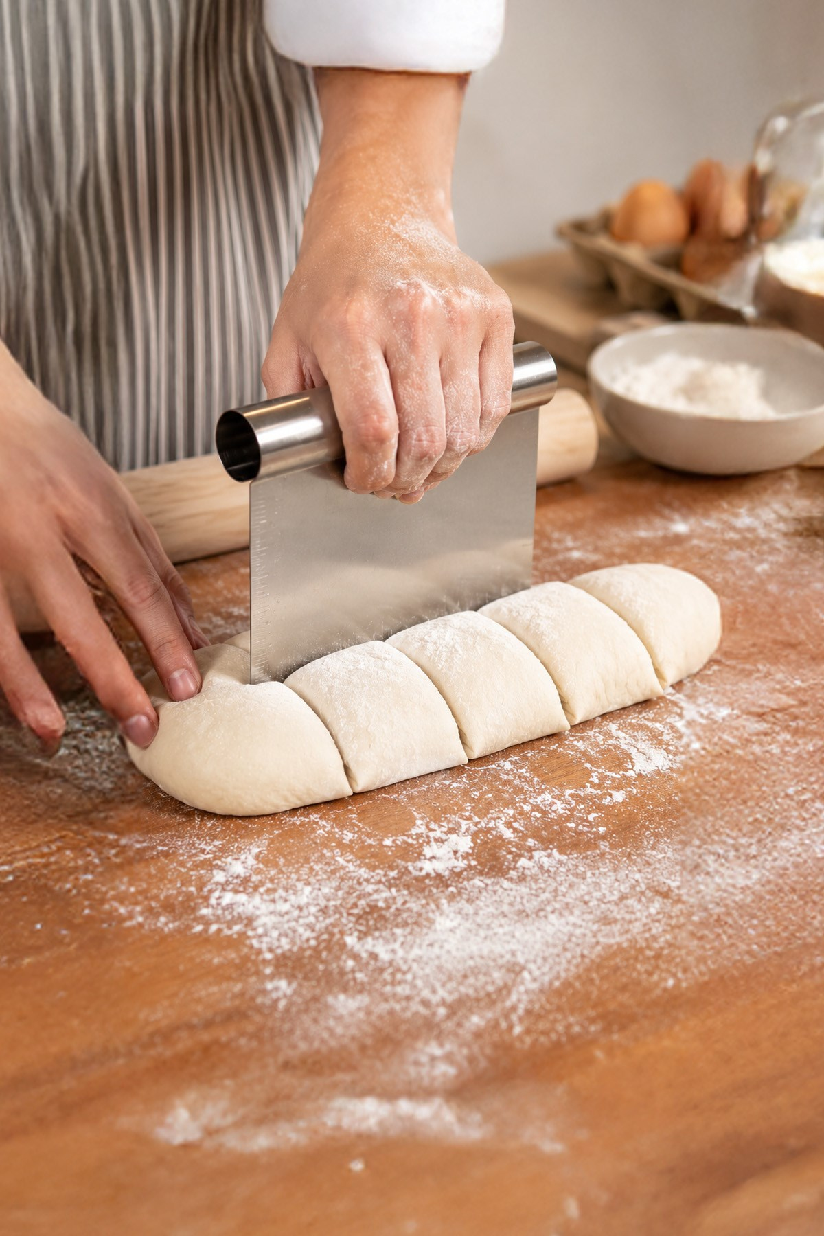 Paslanmaz Çelik Hamur Kesici Kazıyıcı Spatula Pizza Ekmek Hamuru Bölücü Ölçülü