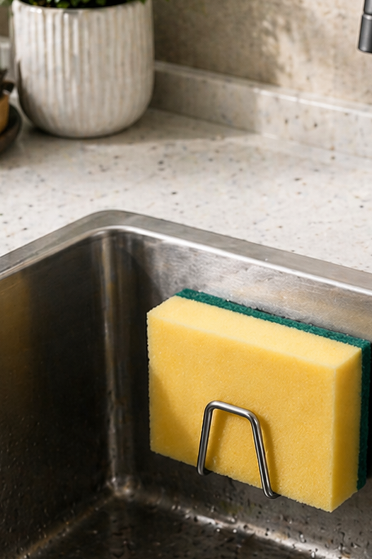 Paslanmaz Çelik Yapışkanlı Askı Delmeden Montaj Drenaj Tutucu Banyo Mutfak Organizer